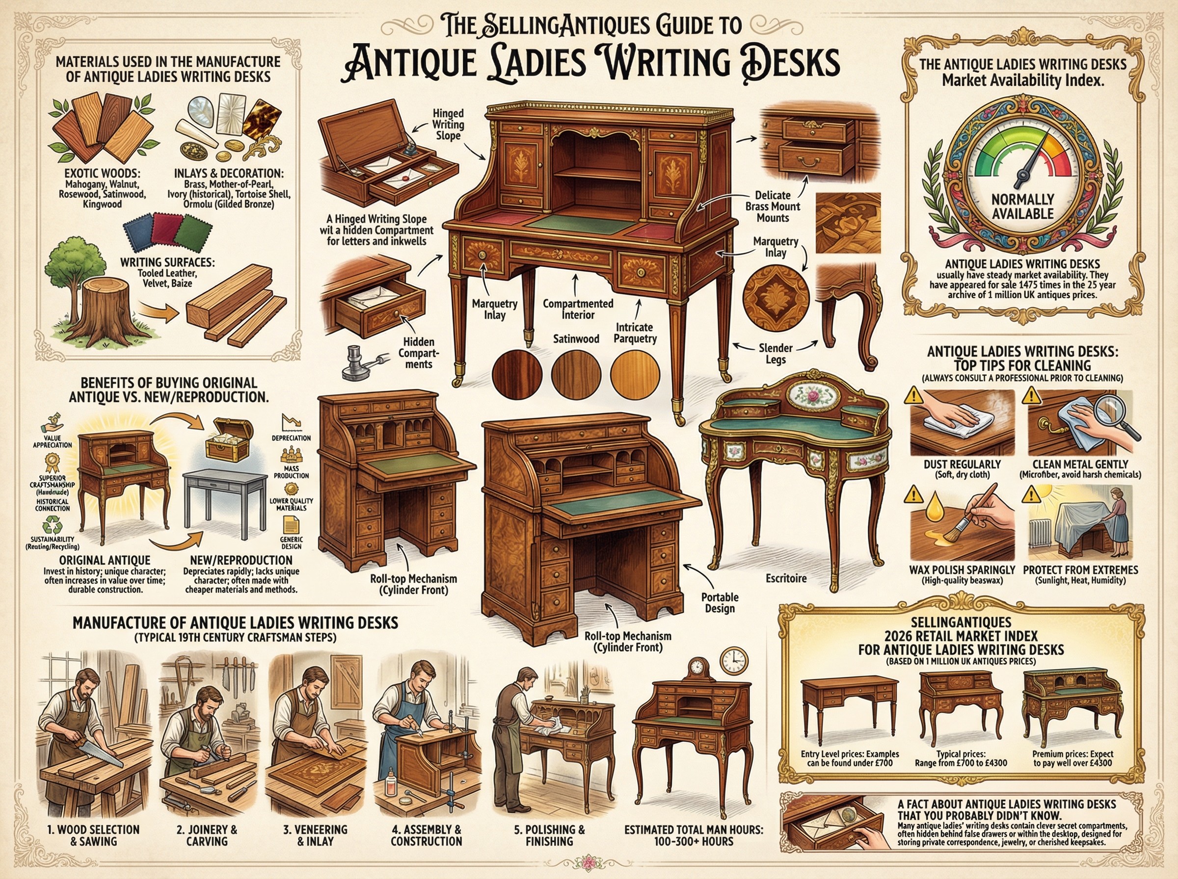 Antique Ladies Writing Desks Guide Infographic