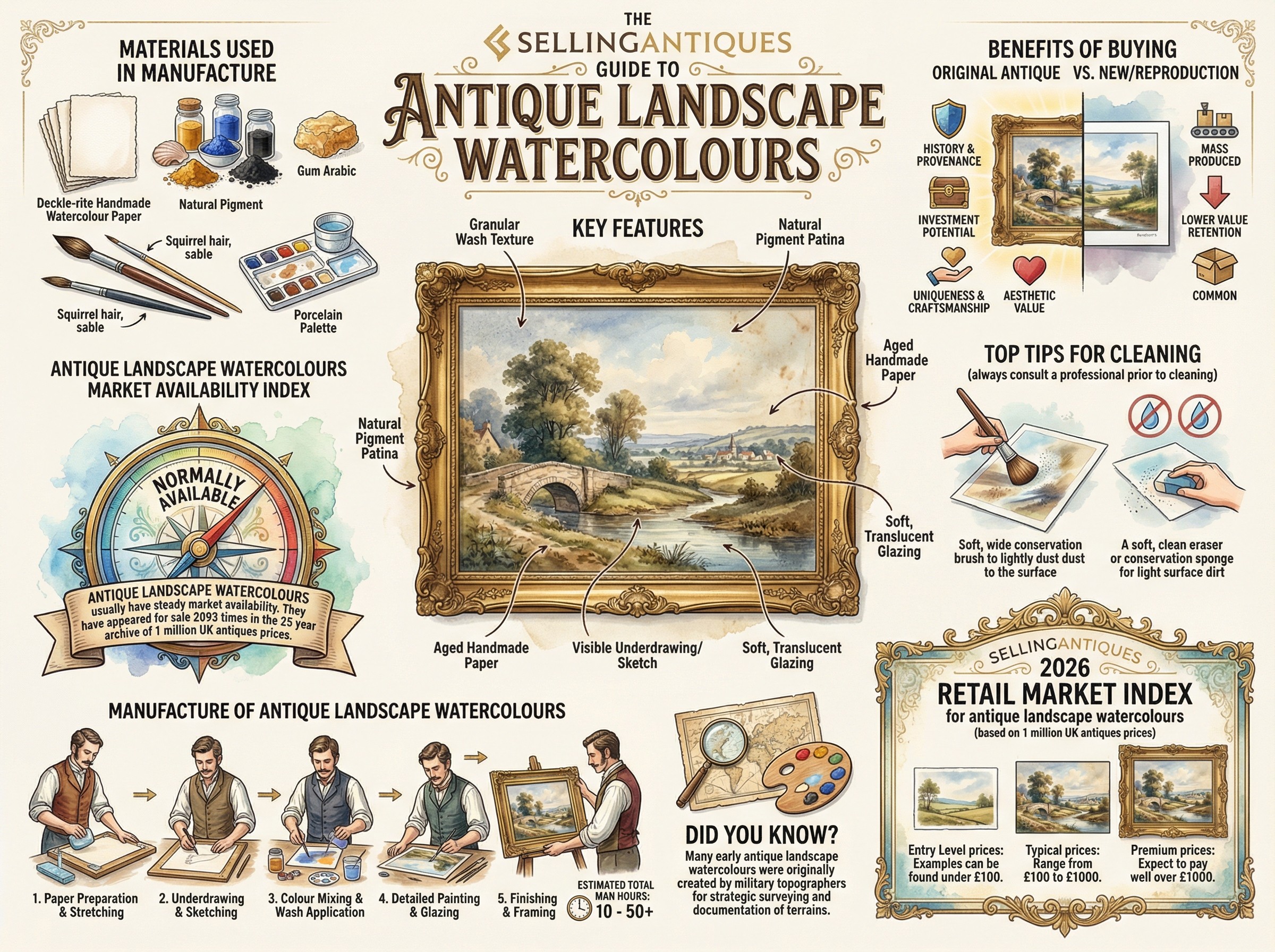 Antique Landscape Watercolours Guide Infographic