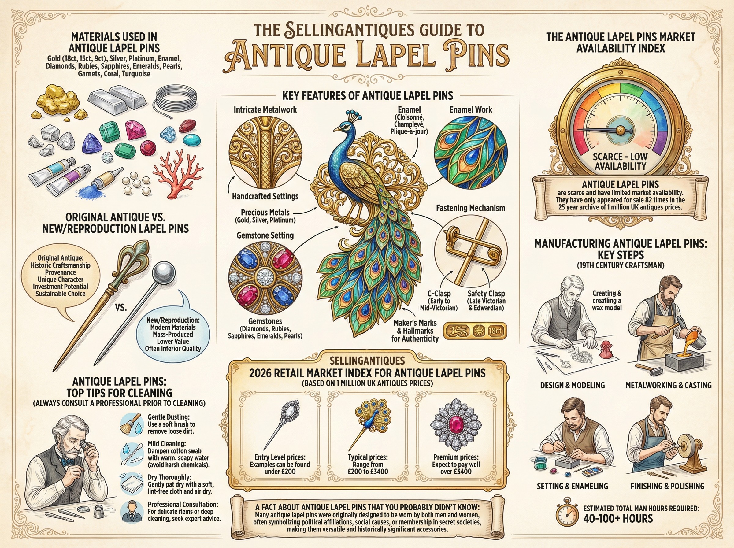 Antique Lapel Pins Guide Infographic