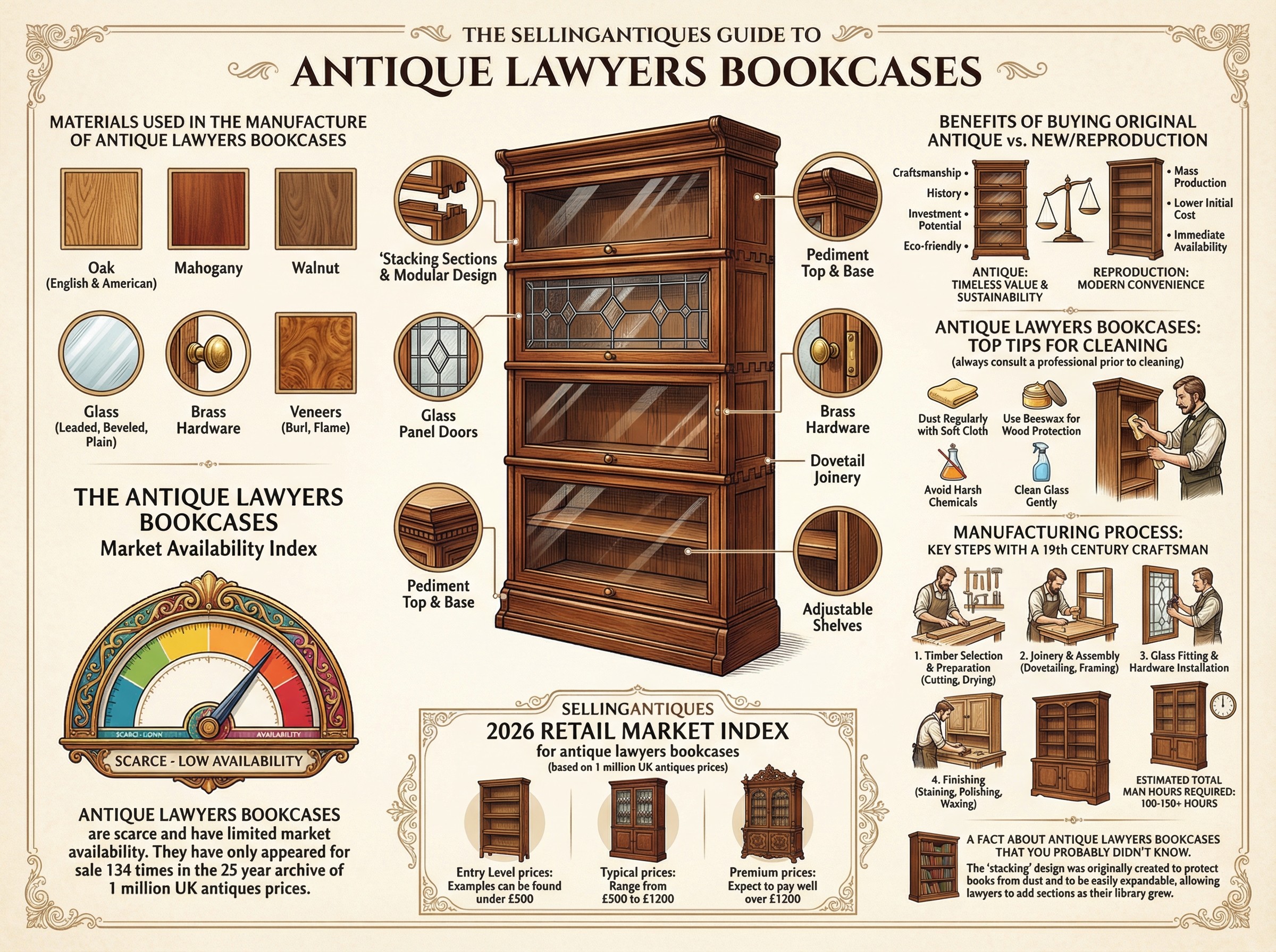 Antique Lawyers Bookcases Guide Infographic