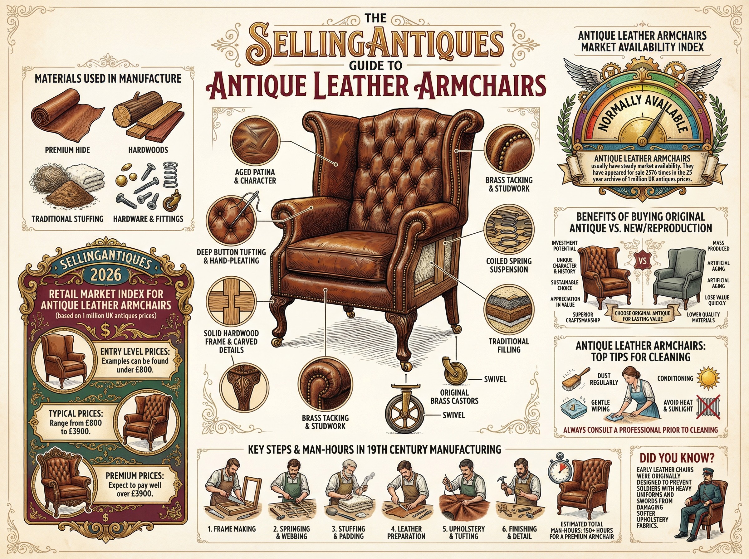 Antique Leather Armchairs Guide Infographic