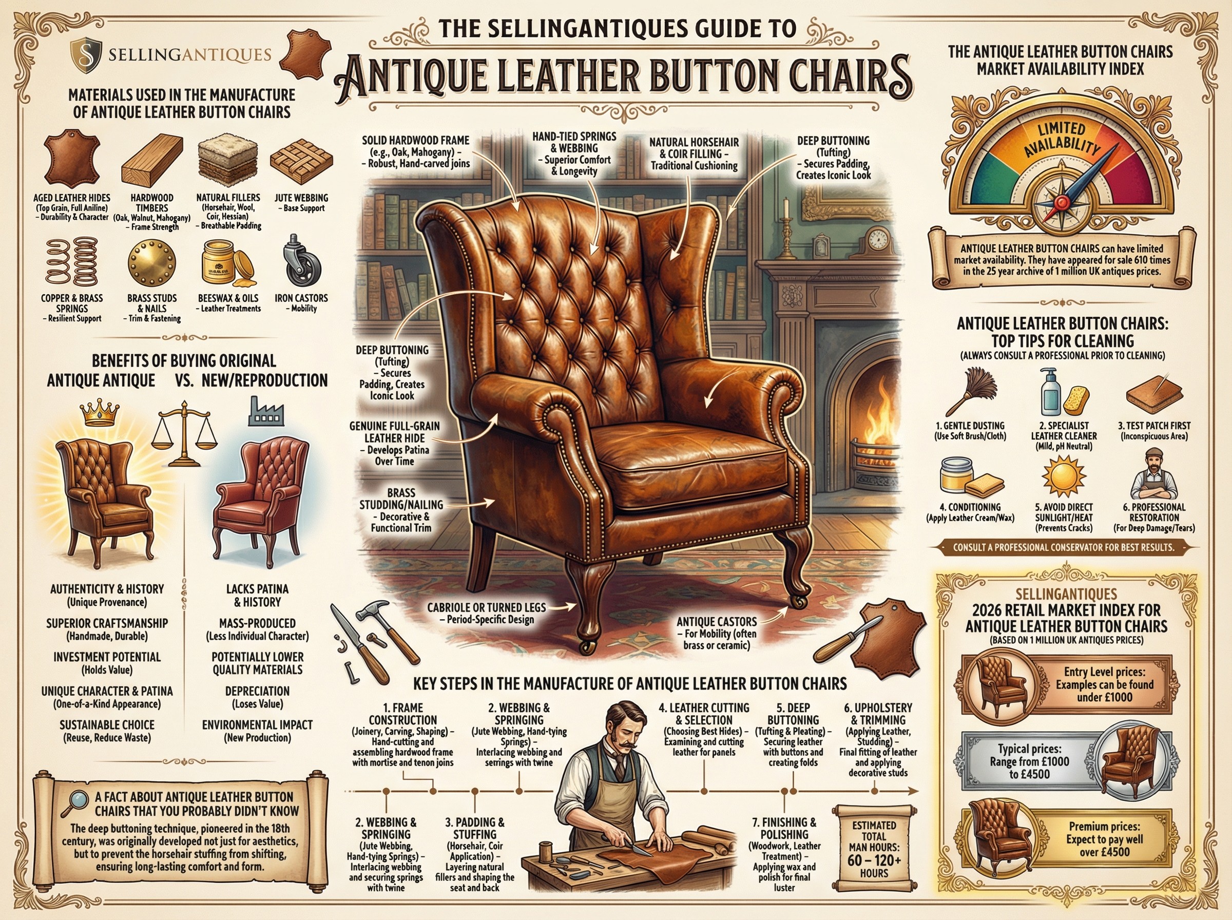 Antique Leather Button Chairs Guide Infographic