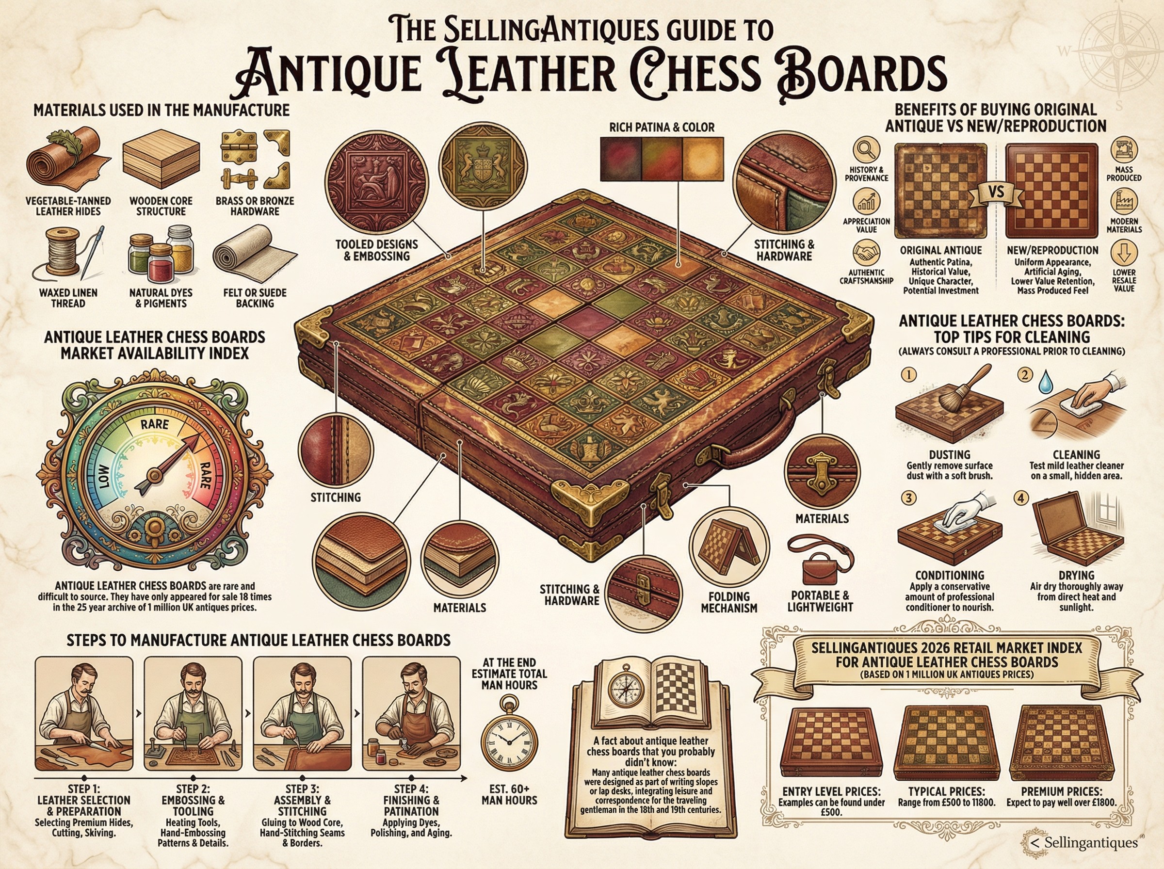 Antique Leather Chess Boards Guide Infographic