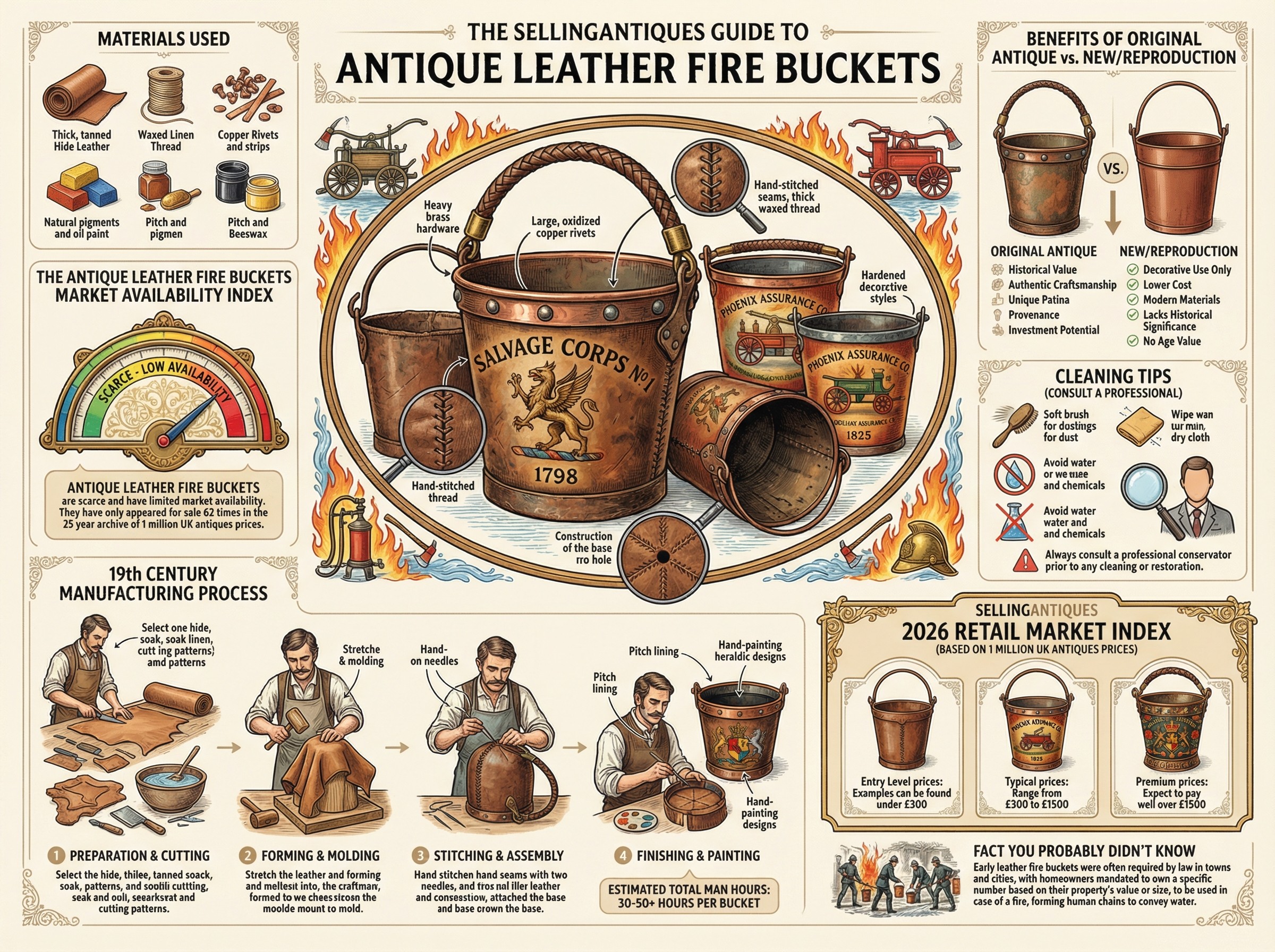 Antique Leather Fire Buckets Guide Infographic