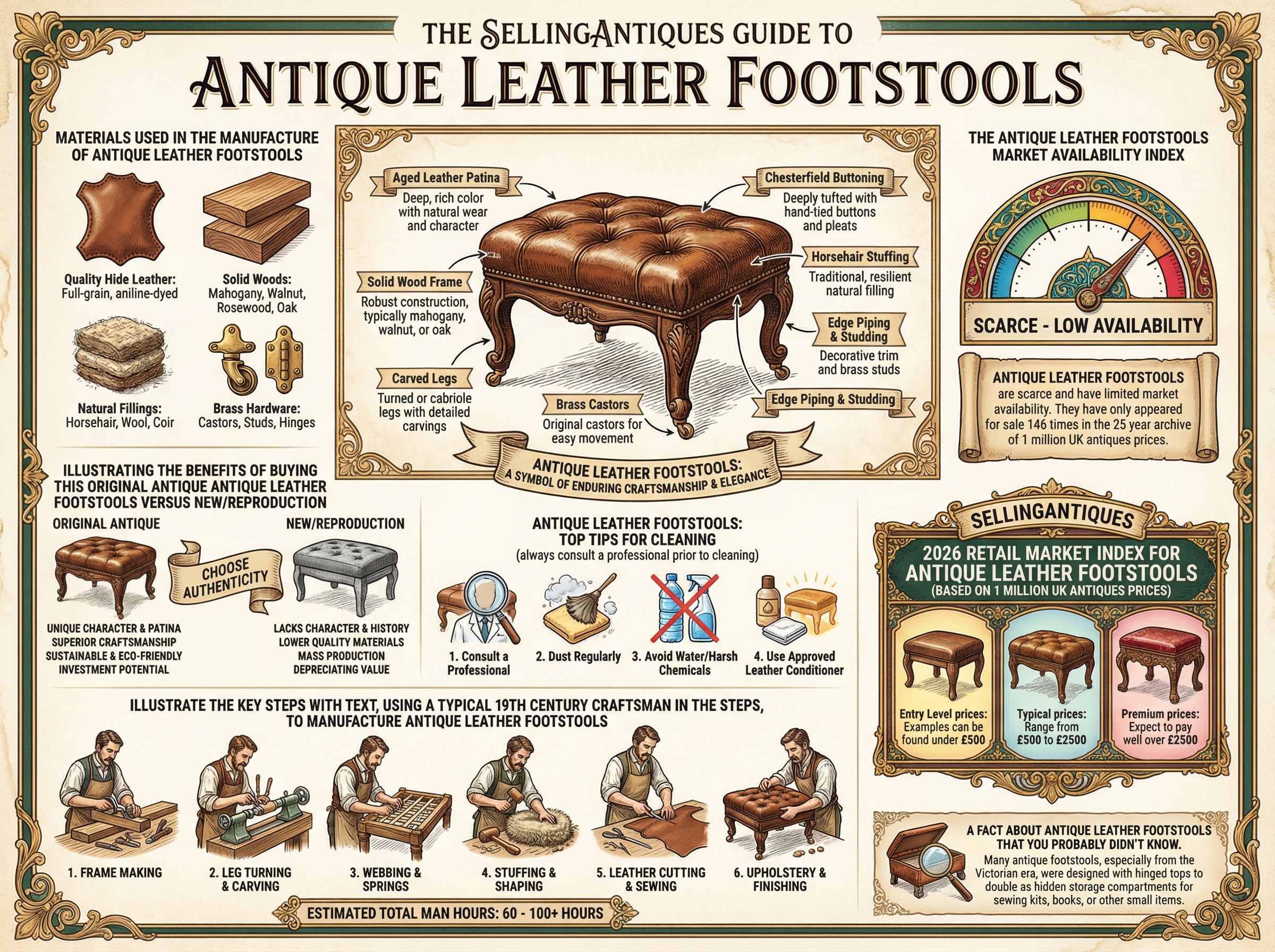 Antique Leather Footstools Guide Infographic