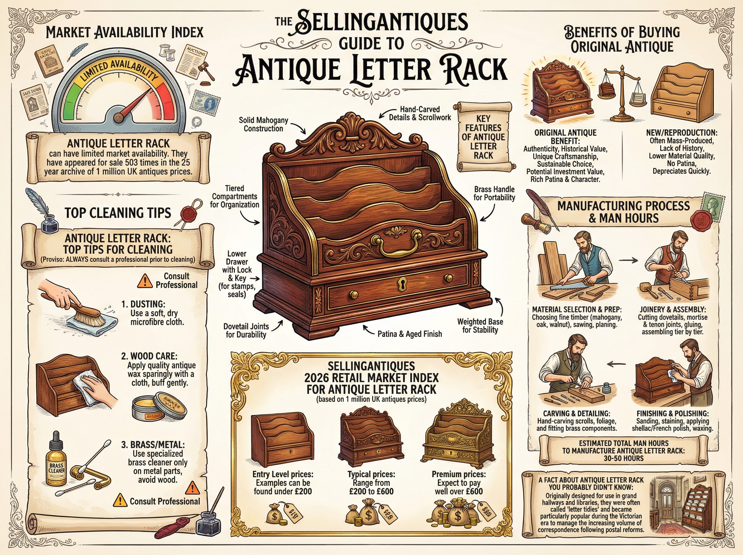 Antique Letter Rack Guide Infographic
