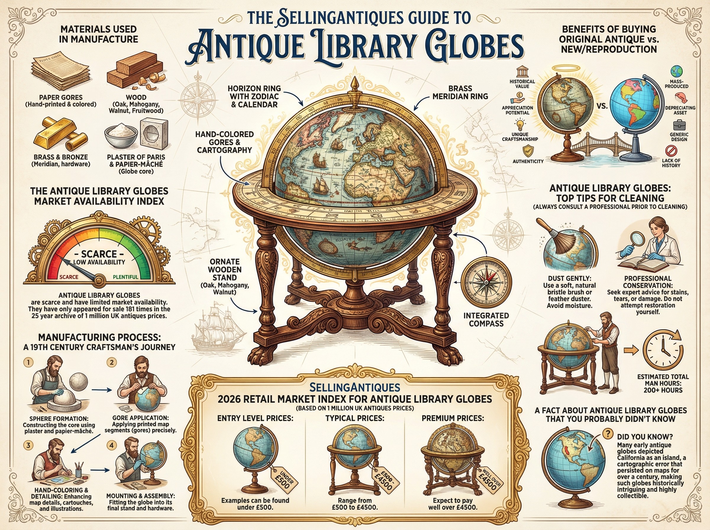Antique Library Globes Guide Infographic