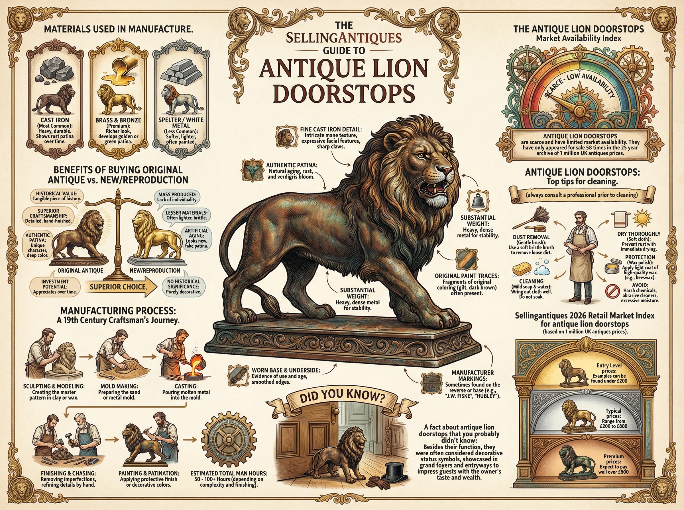 Antique Lion Doorstops Guide Infographic