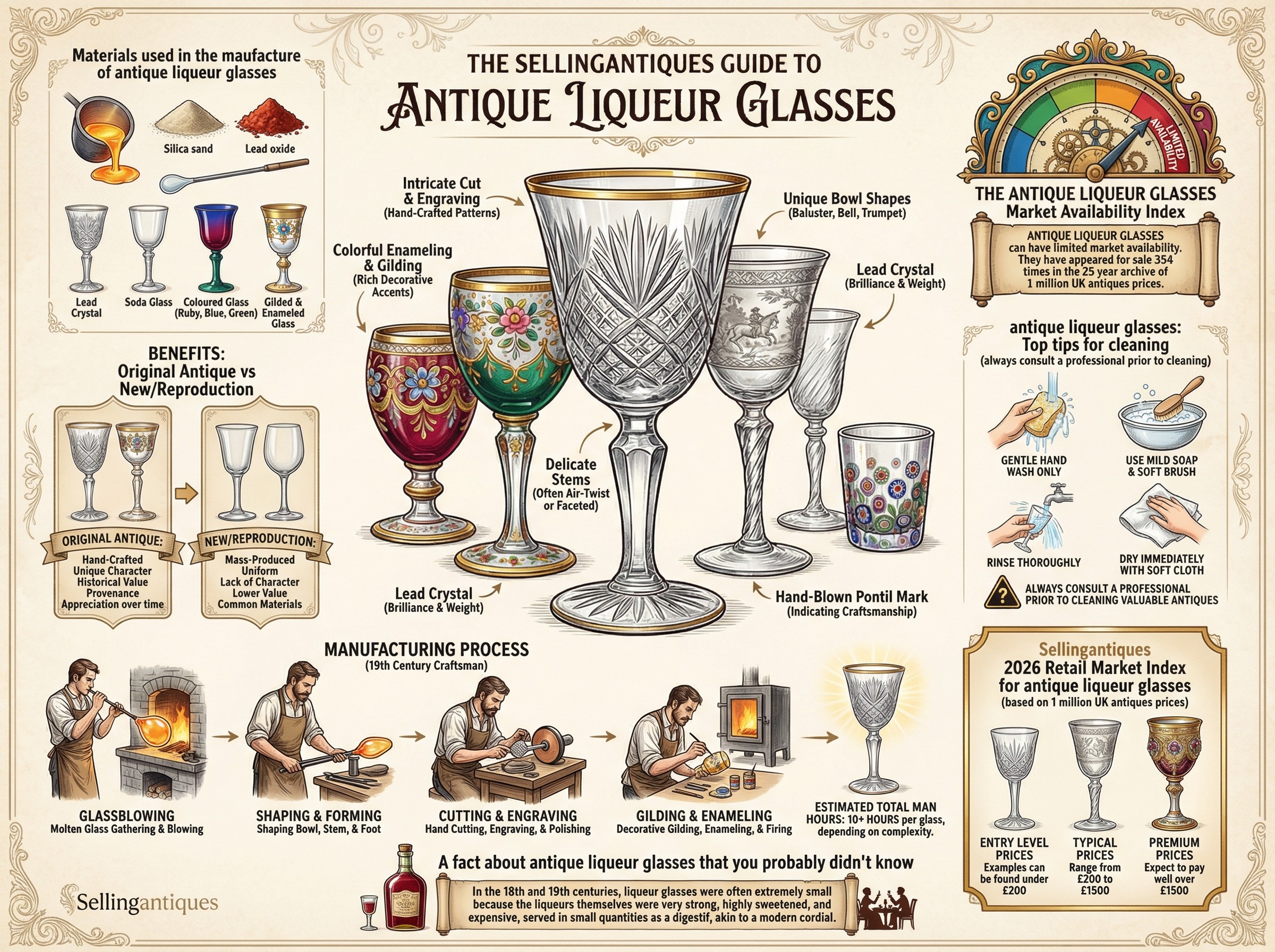 Antique Liqueur Glasses Guide Infographic