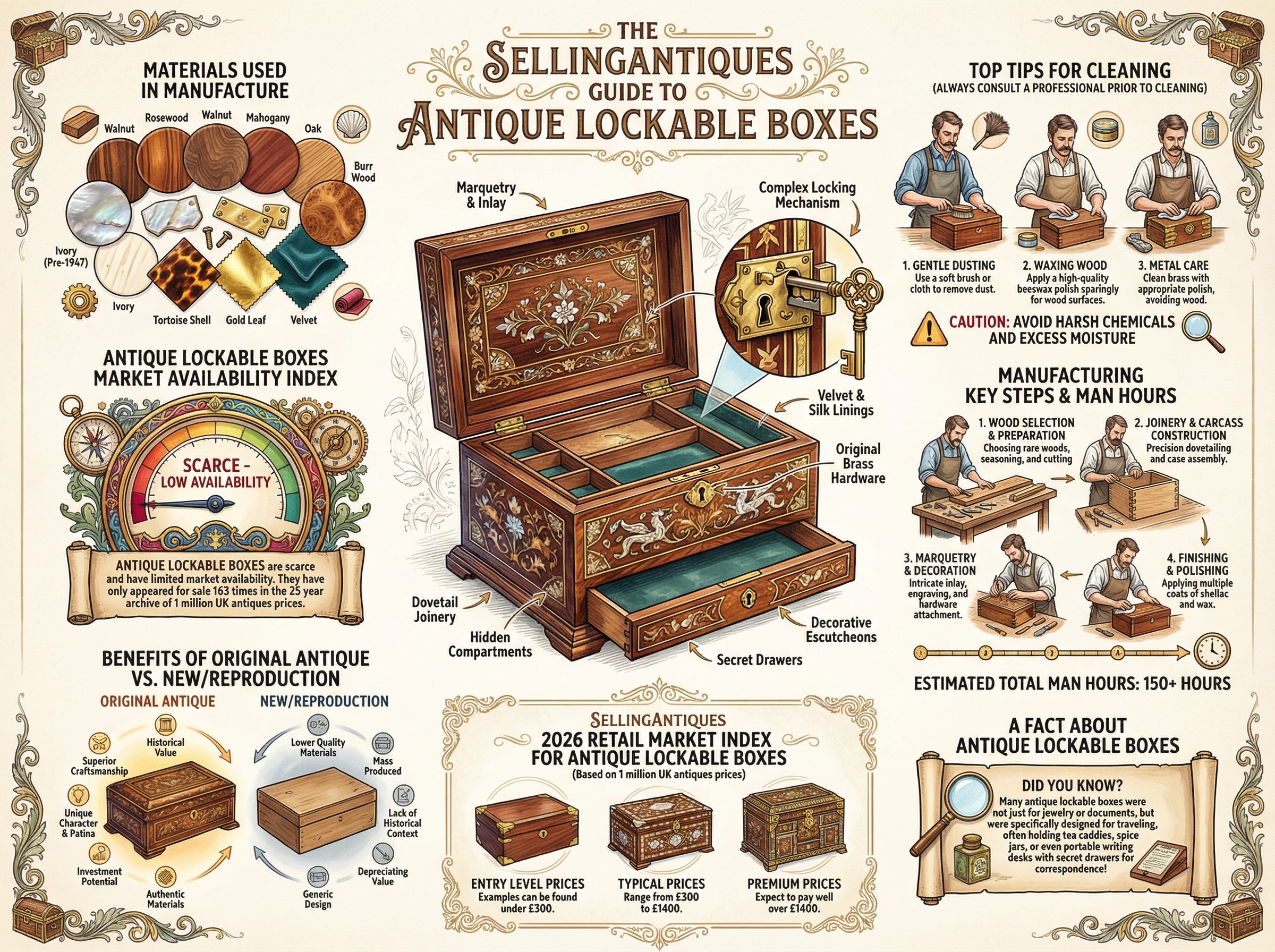 Antique Lockable Boxes Guide Infographic