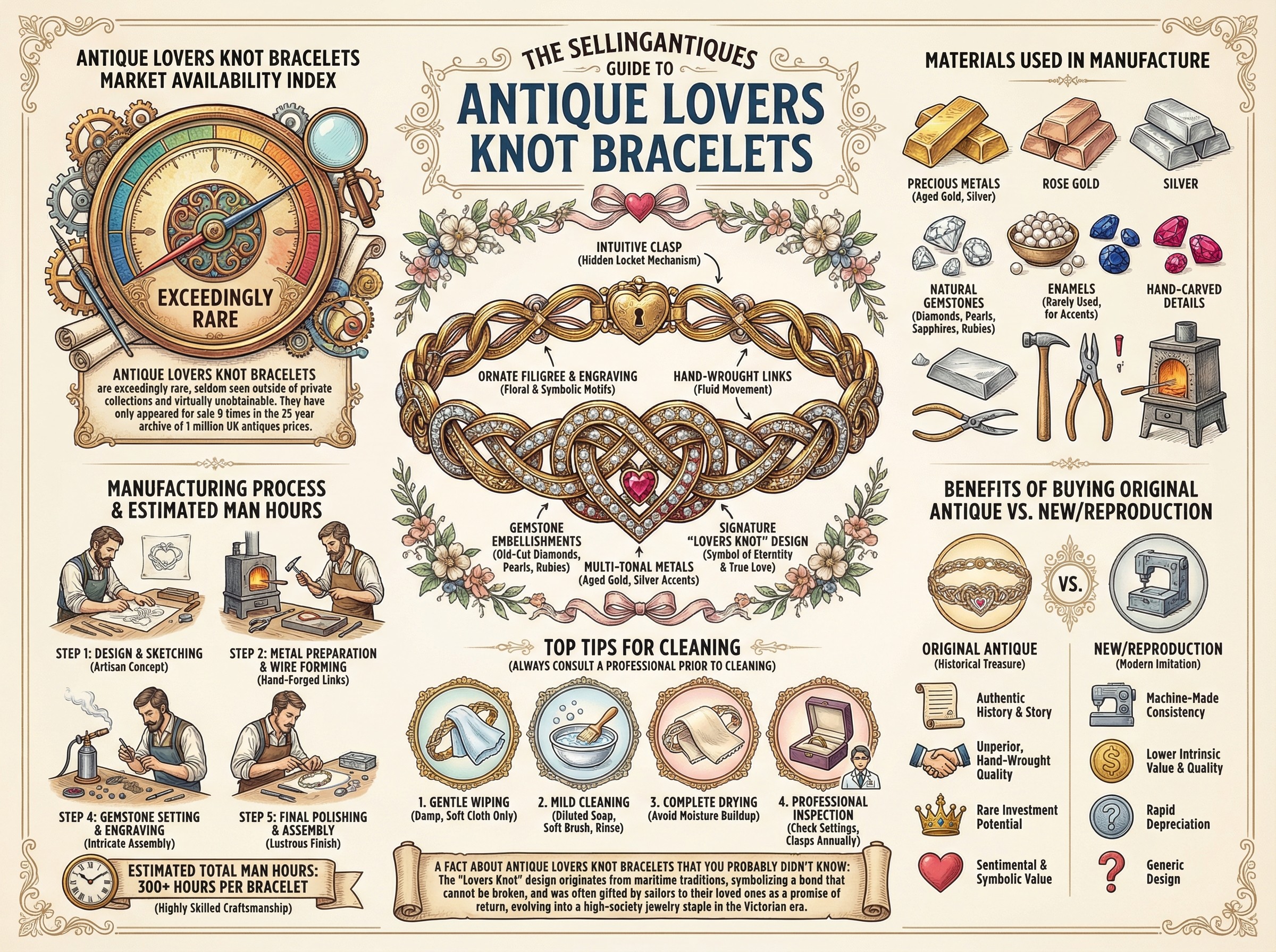 Antique Lovers Knot Bracelets Guide Infographic