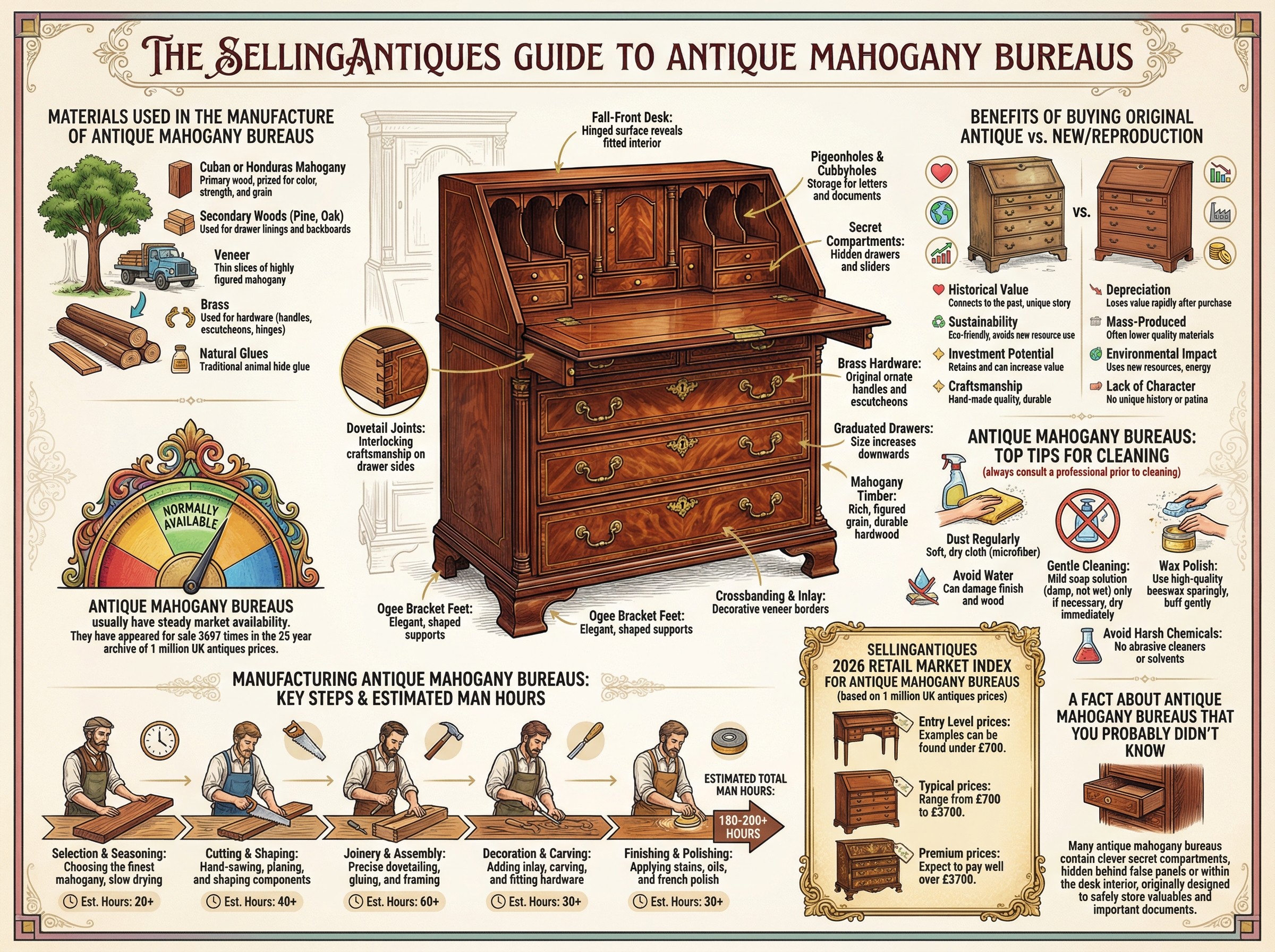 Antique Mahogany Bureaus Guide Infographic