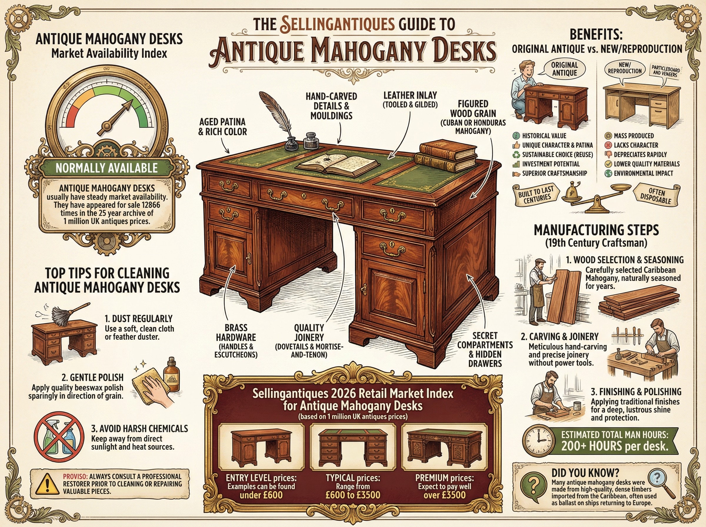 Antique Mahogany Desks Guide Infographic