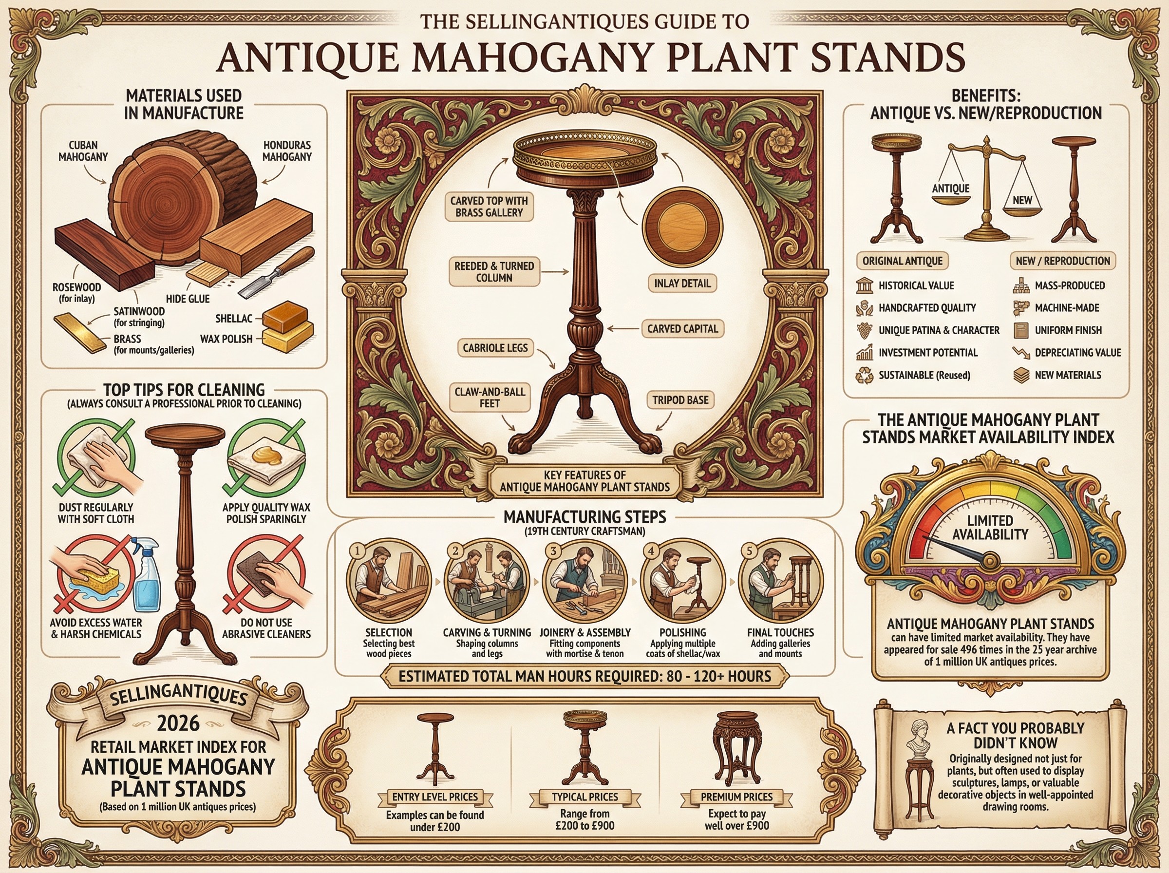 Antique Mahogany Plant Stands Guide Infographic