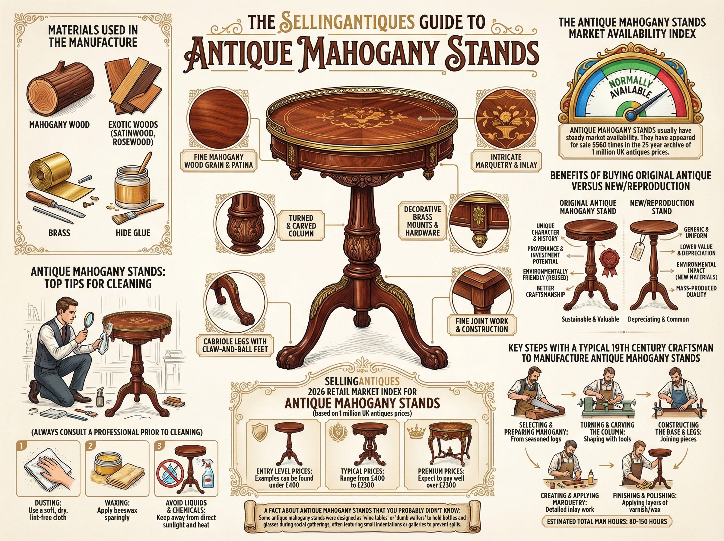 Antique Mahogany Stands Guide Infographic