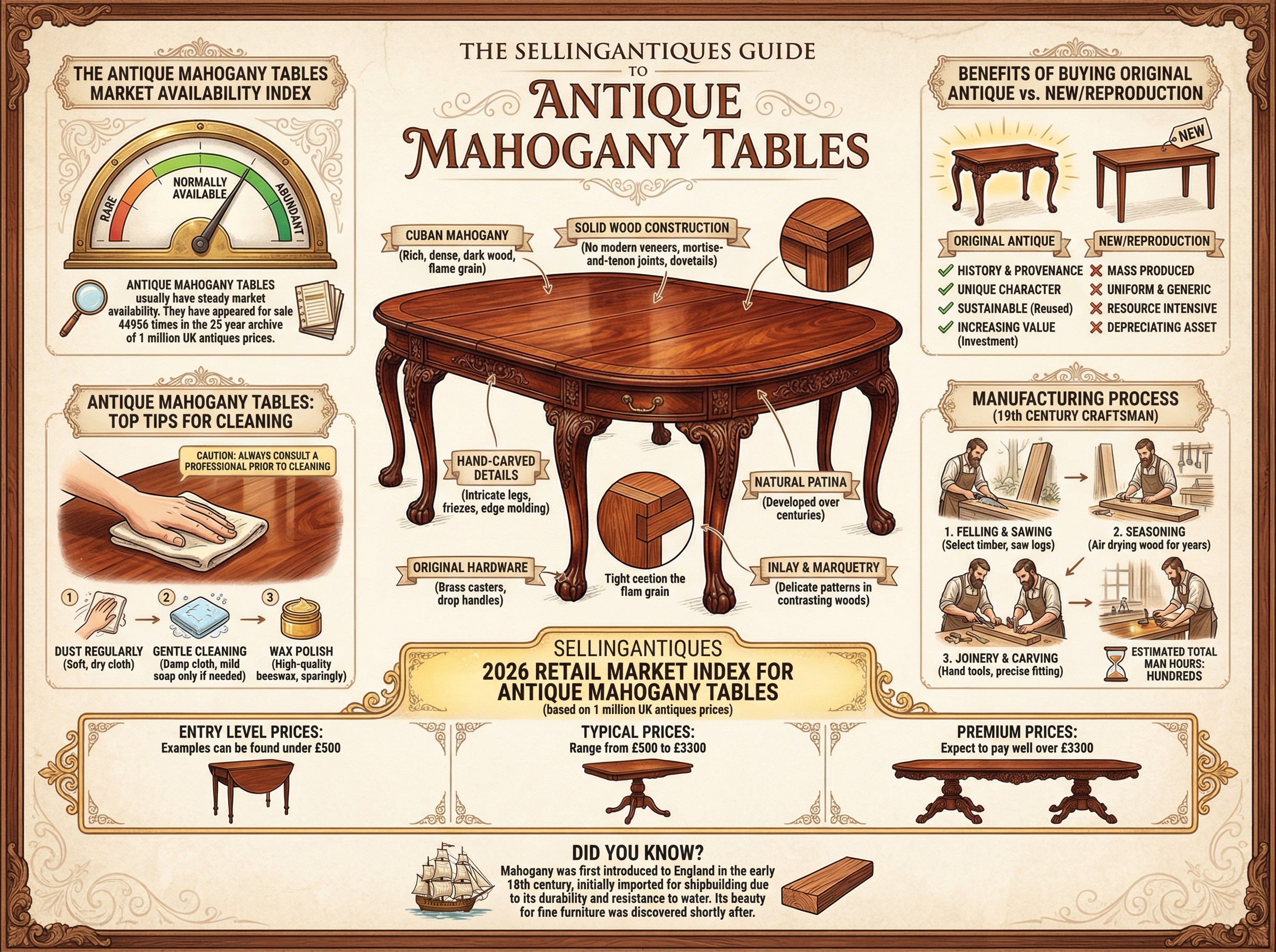 Antique Mahogany Tables Guide Infographic