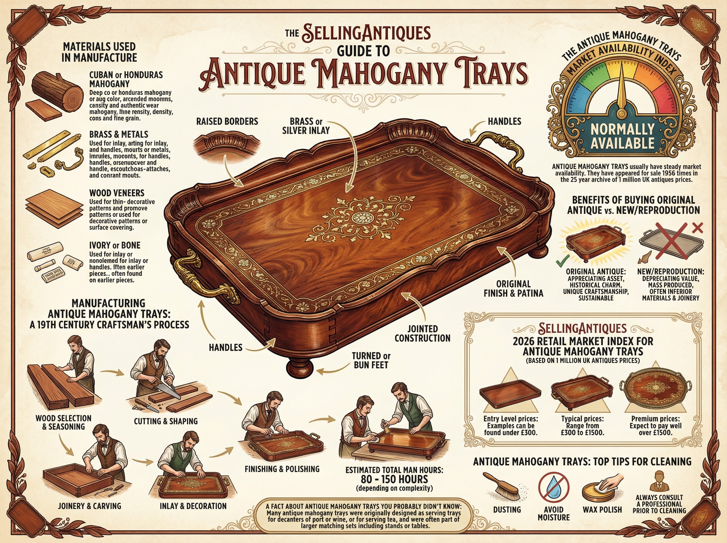 Antique Mahogany Trays Guide Infographic