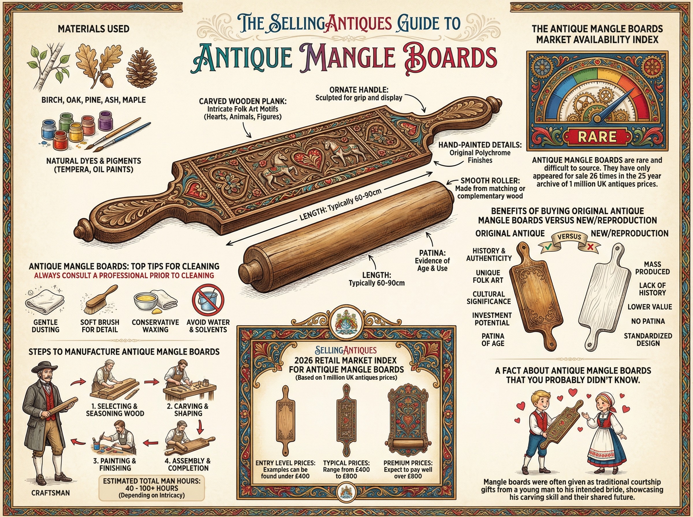 Antique Mangle Boards Guide Infographic