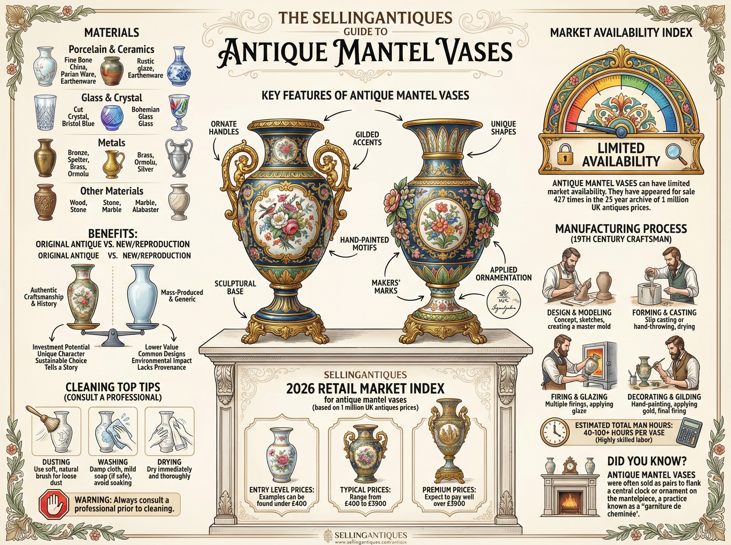 Antique Mantel Vases Guide Infographic