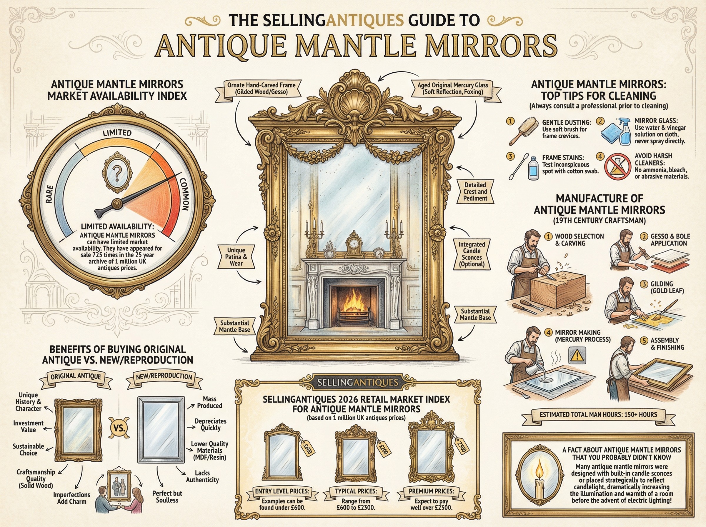 Antique Mantle Mirrors Guide Infographic
