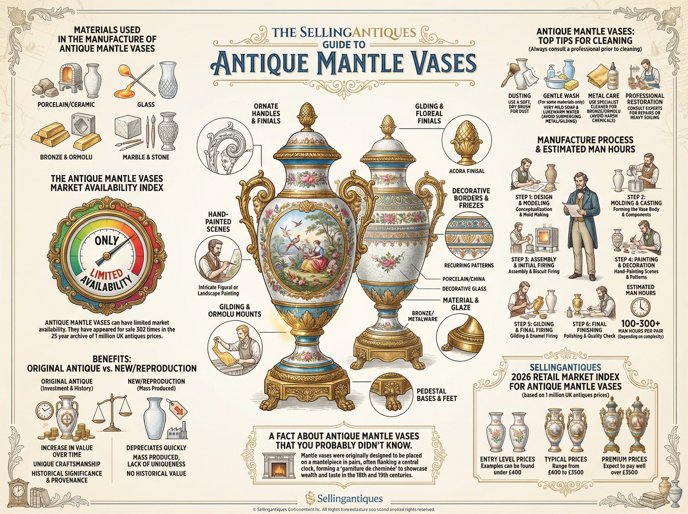 Antique Mantle Vases Guide Infographic
