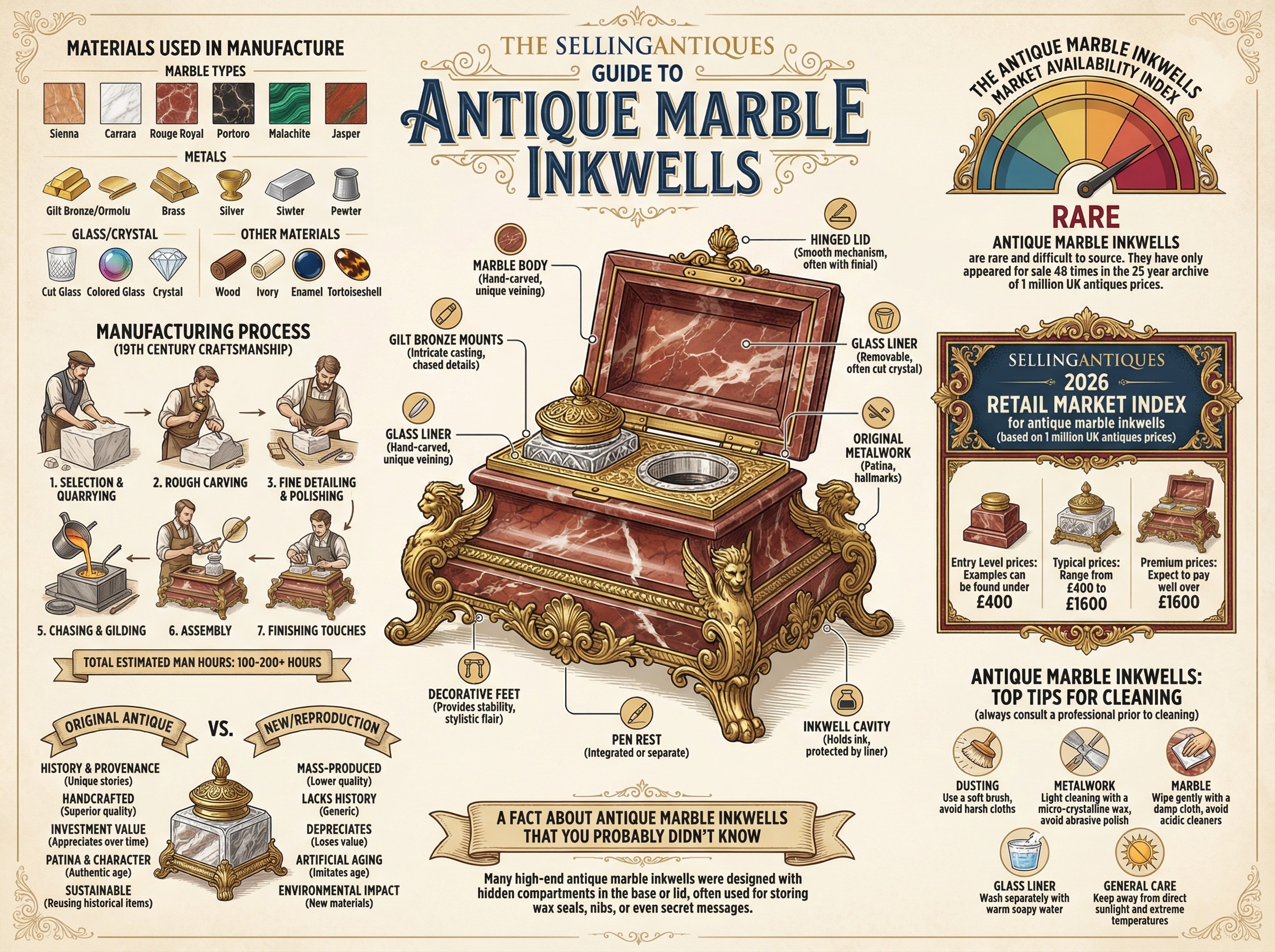 Antique Marble Inkwells Guide Infographic