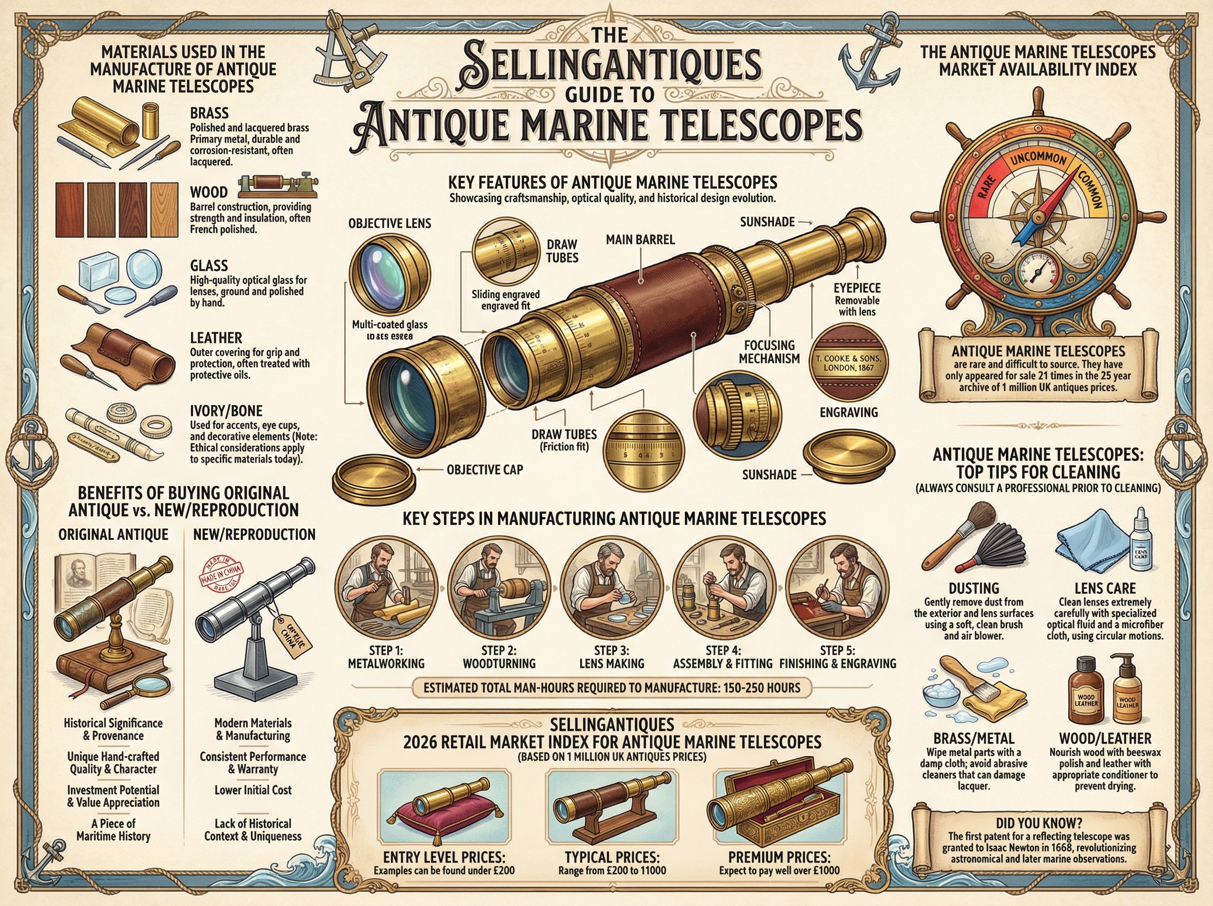 Antique Marine Telescopes Guide Infographic