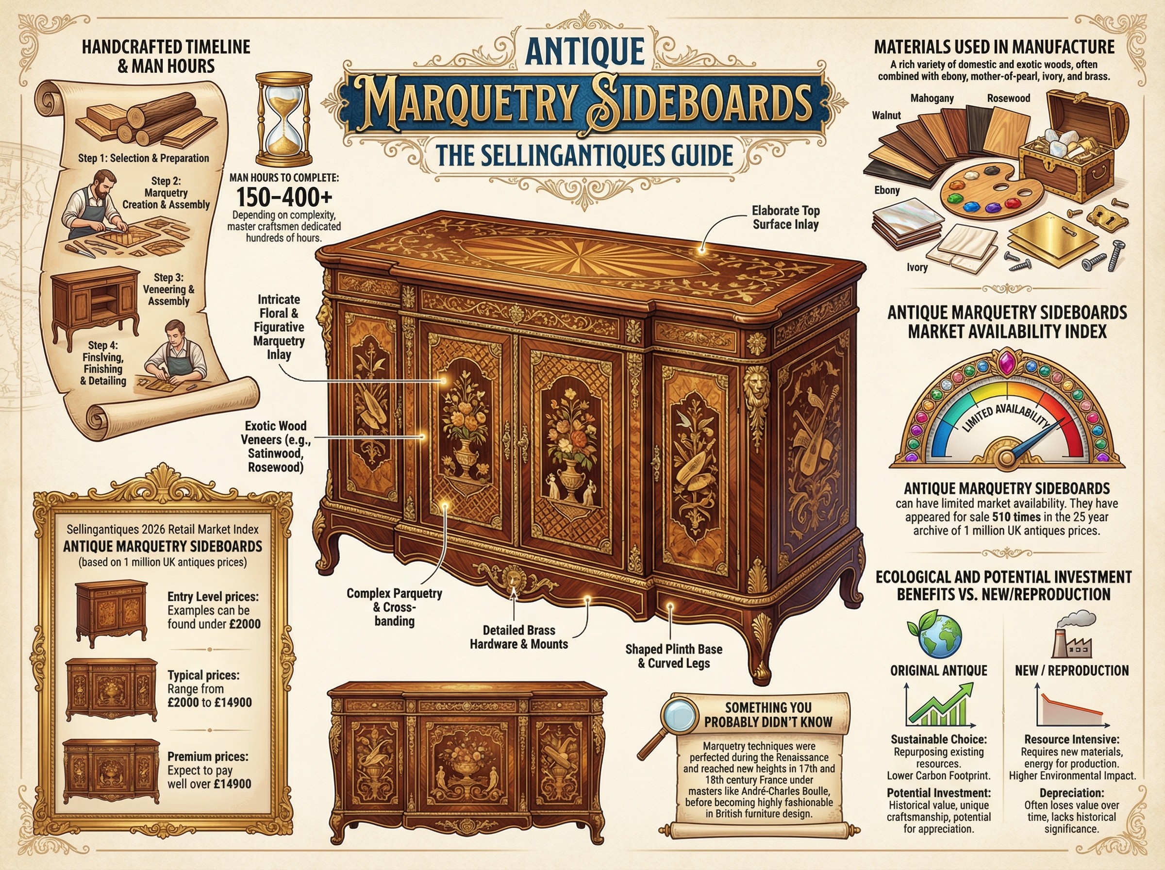The Sellingantiques Guide to Antique Marquetry Sideboards
