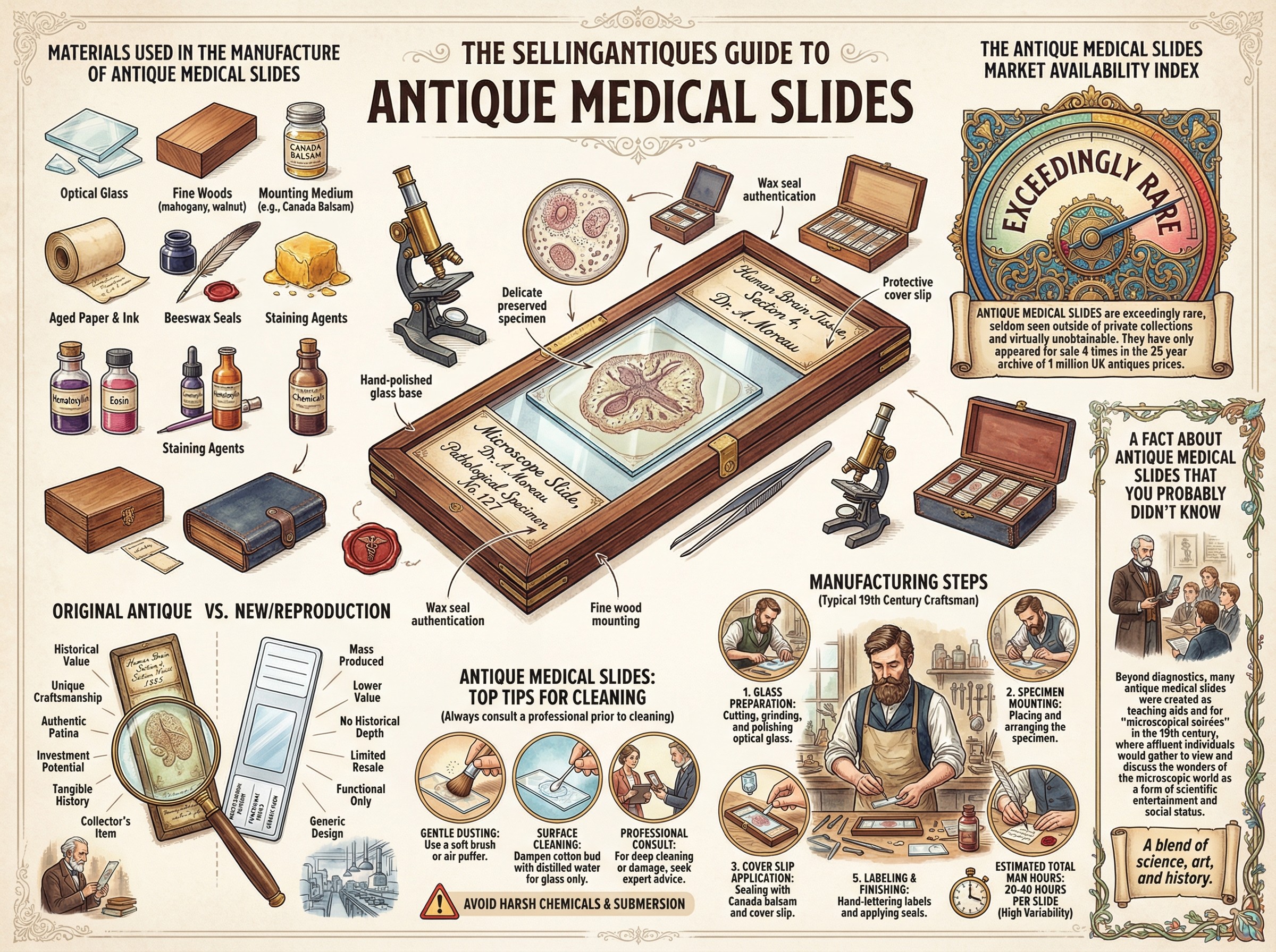 Antique Medical Slides Guide Infographic
