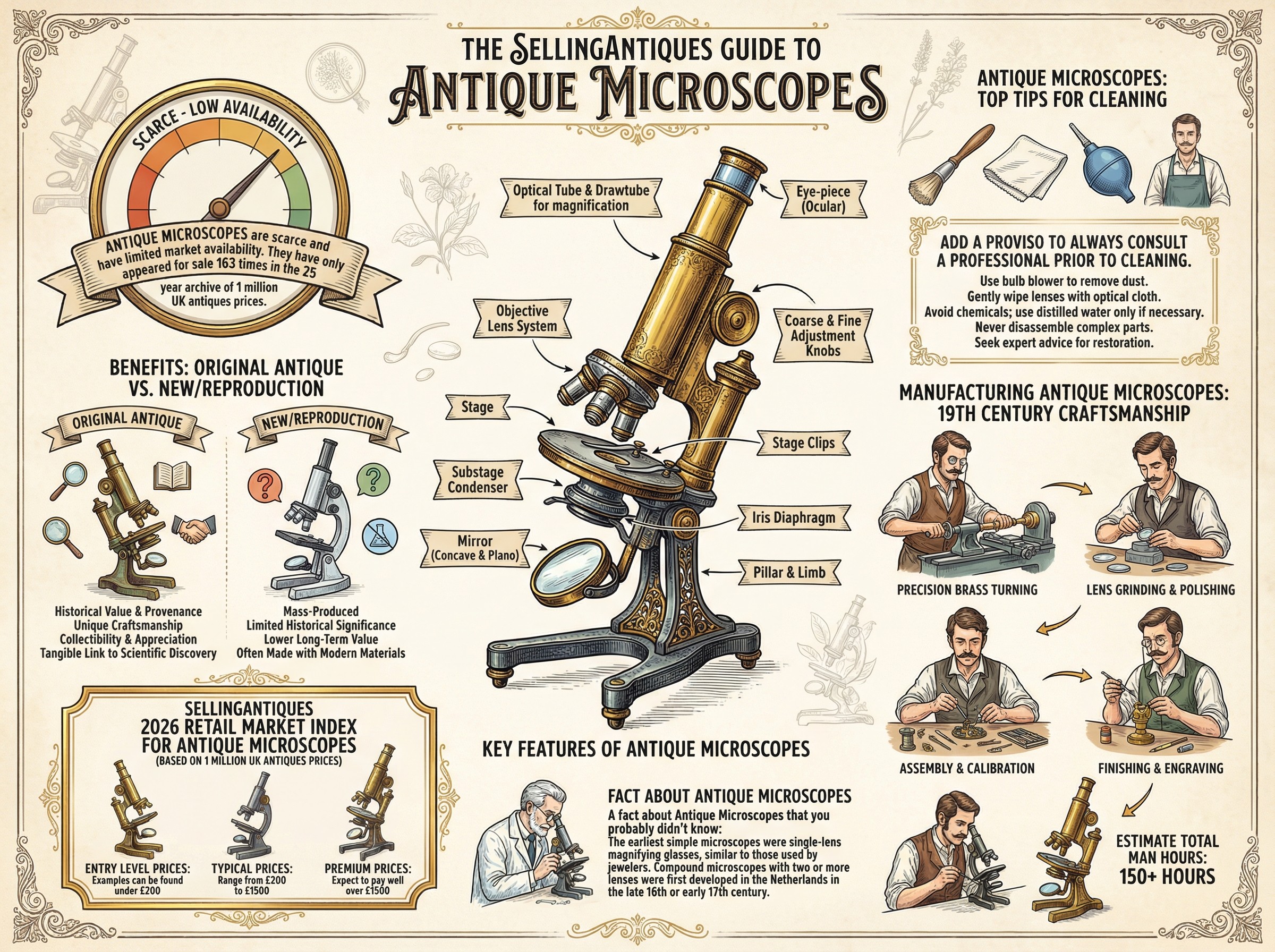 Antique Microscopes Guide Infographic