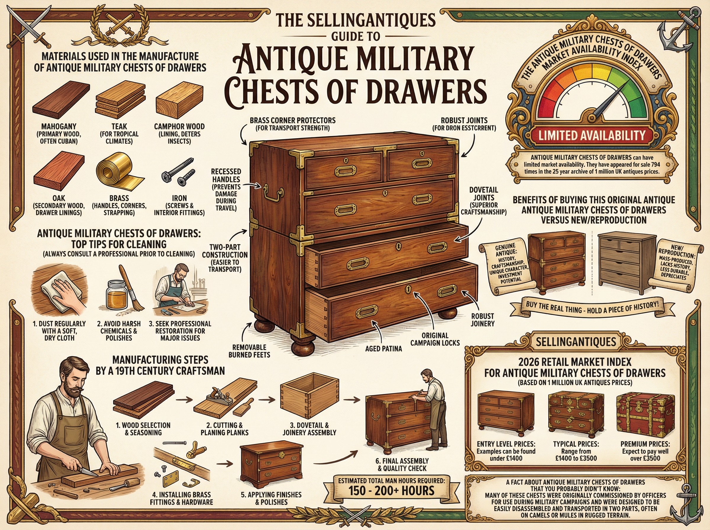 Antique Military Chests Of Drawers Guide Infographic