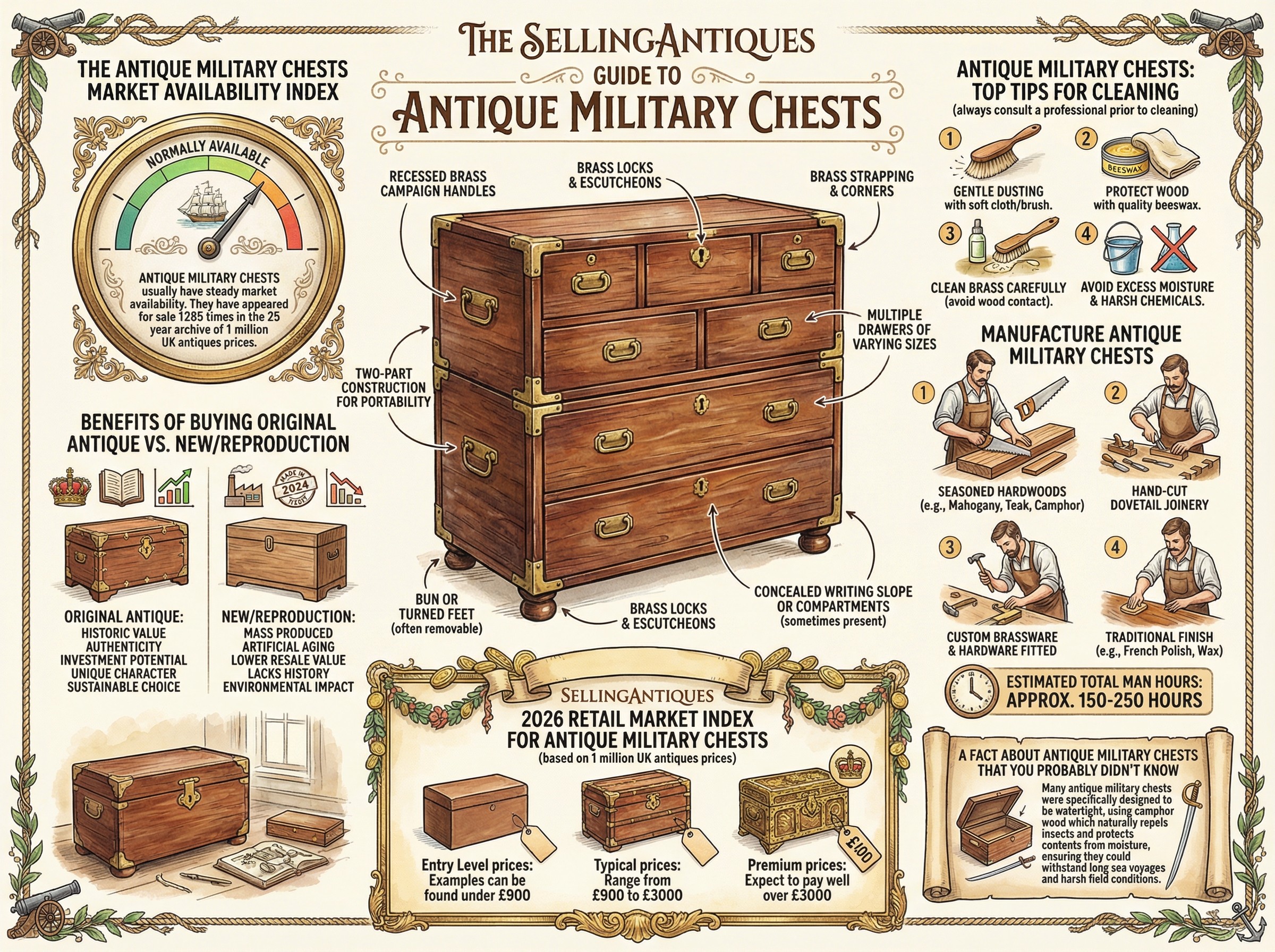 Antique Military Chests Guide Infographic