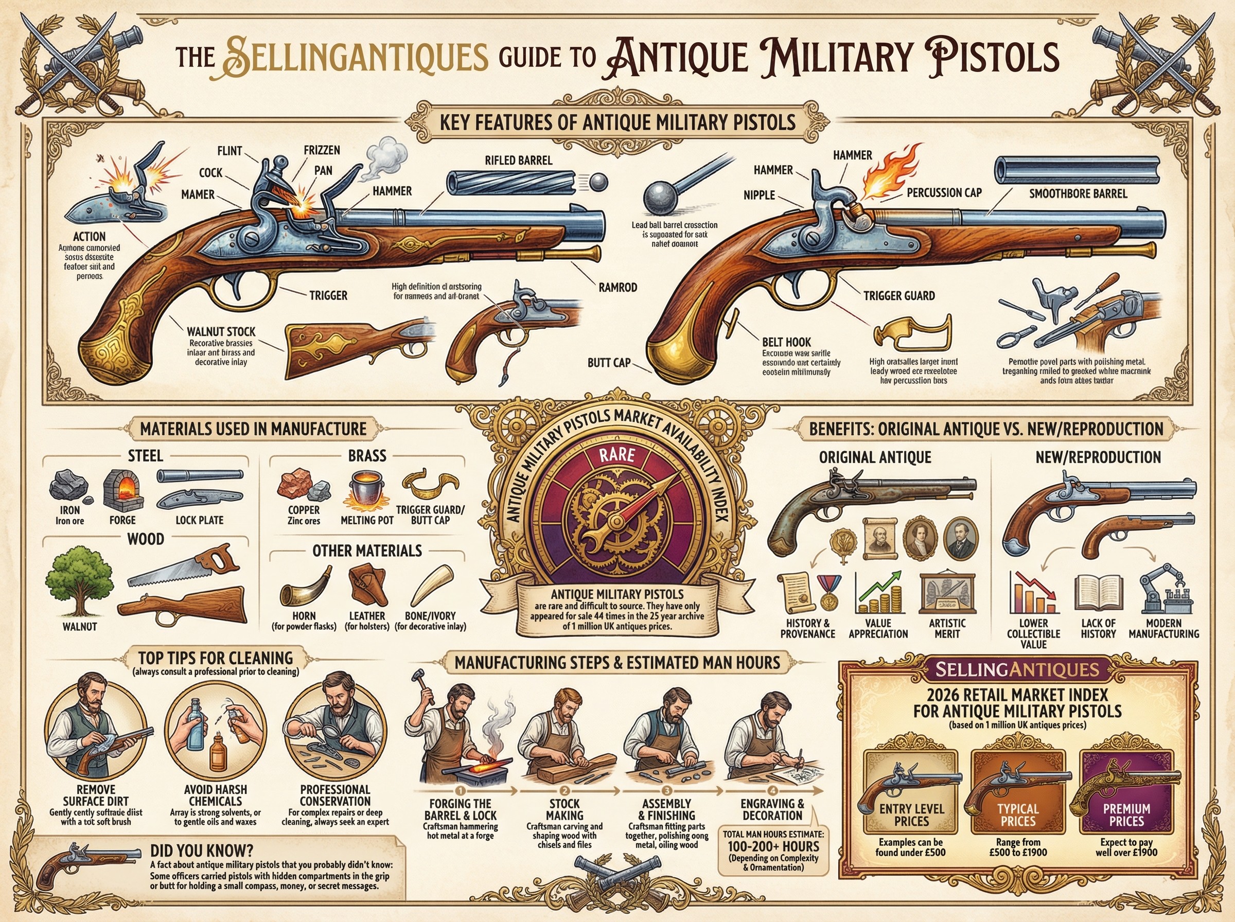 Antique Military Pistols Guide Infographic