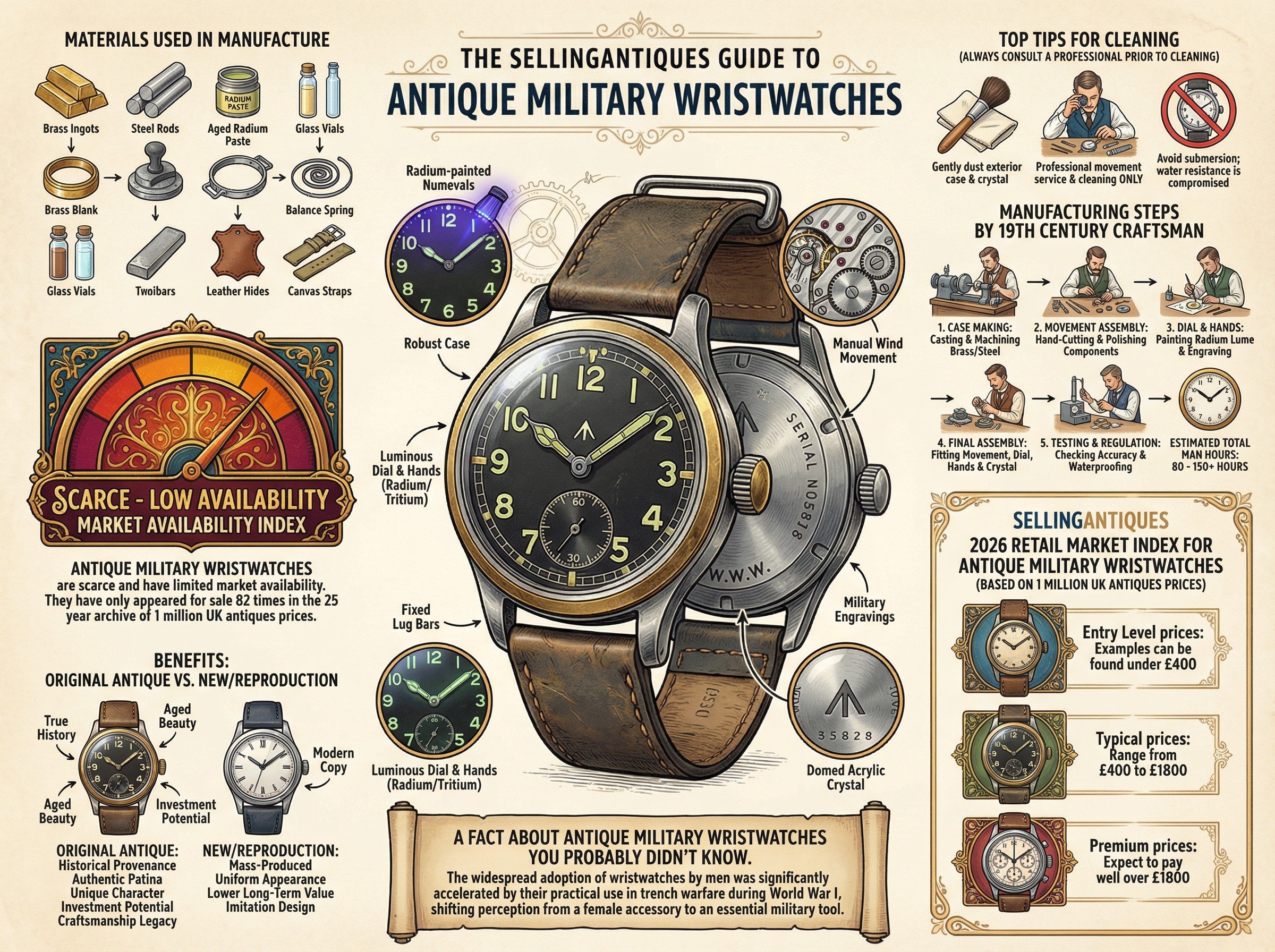 Antique Military Wristwatches Guide Infographic