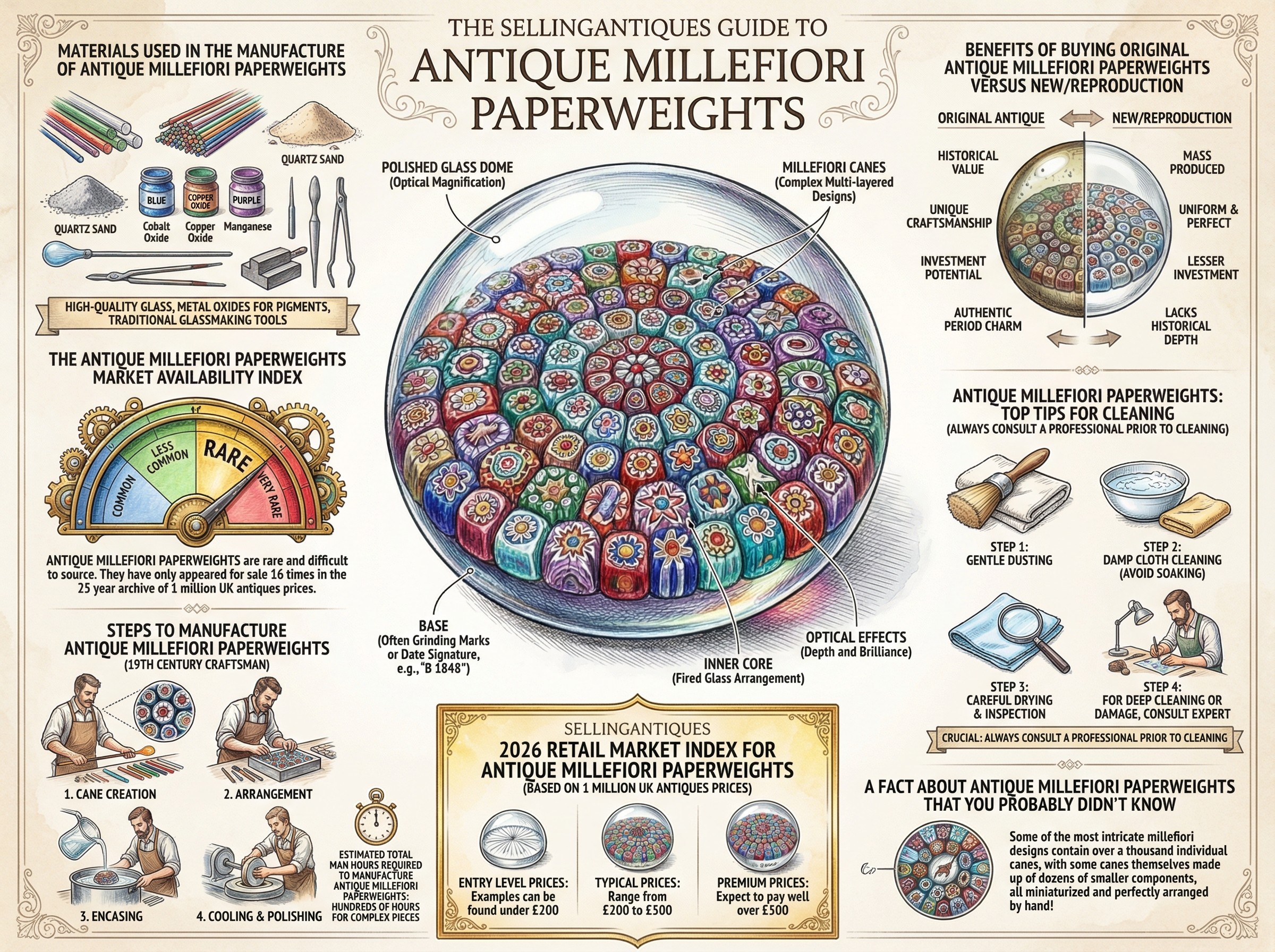 Antique Millefiori Paperweights Guide Infographic