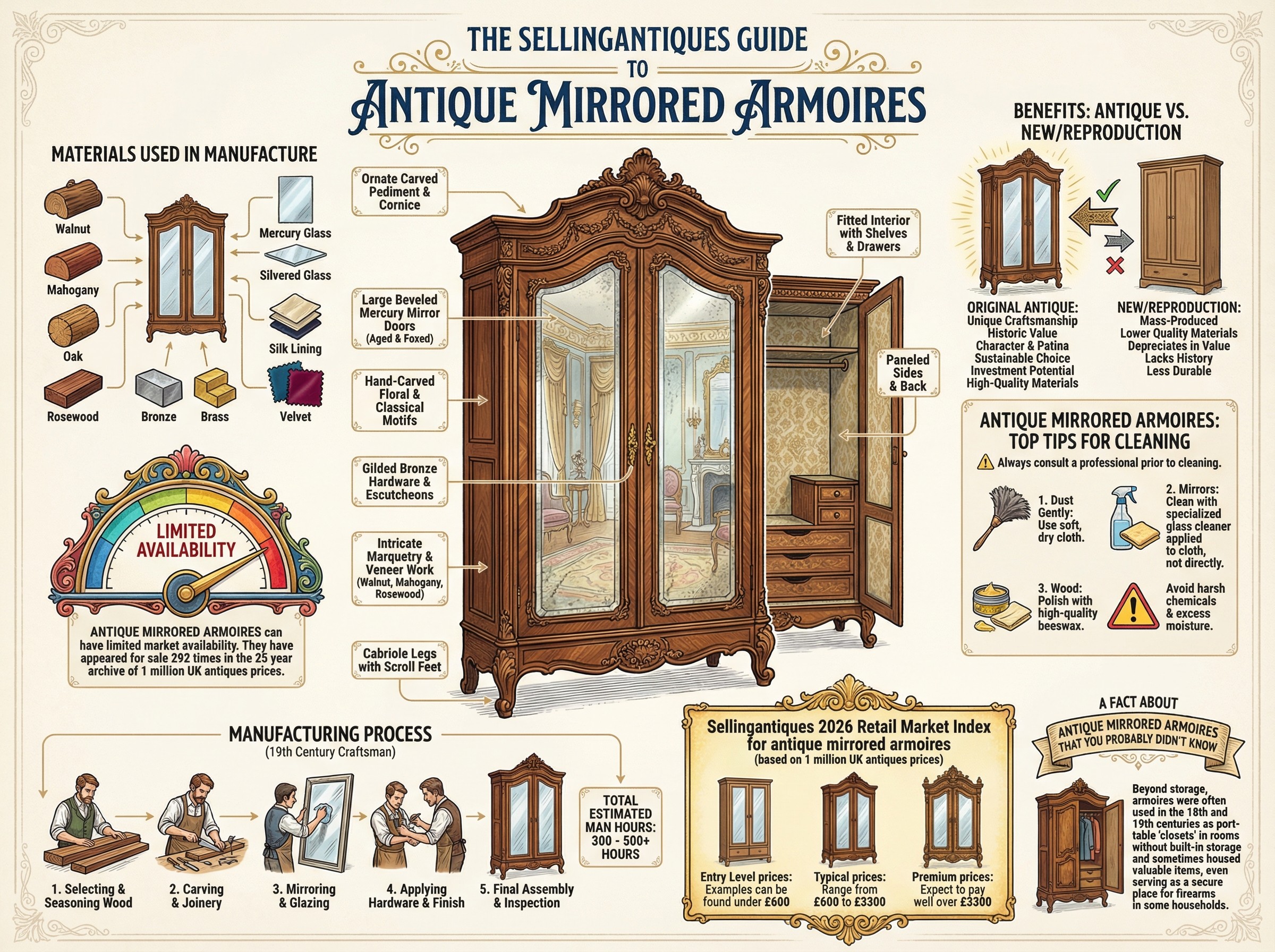 Antique Mirrored Armoires Guide Infographic