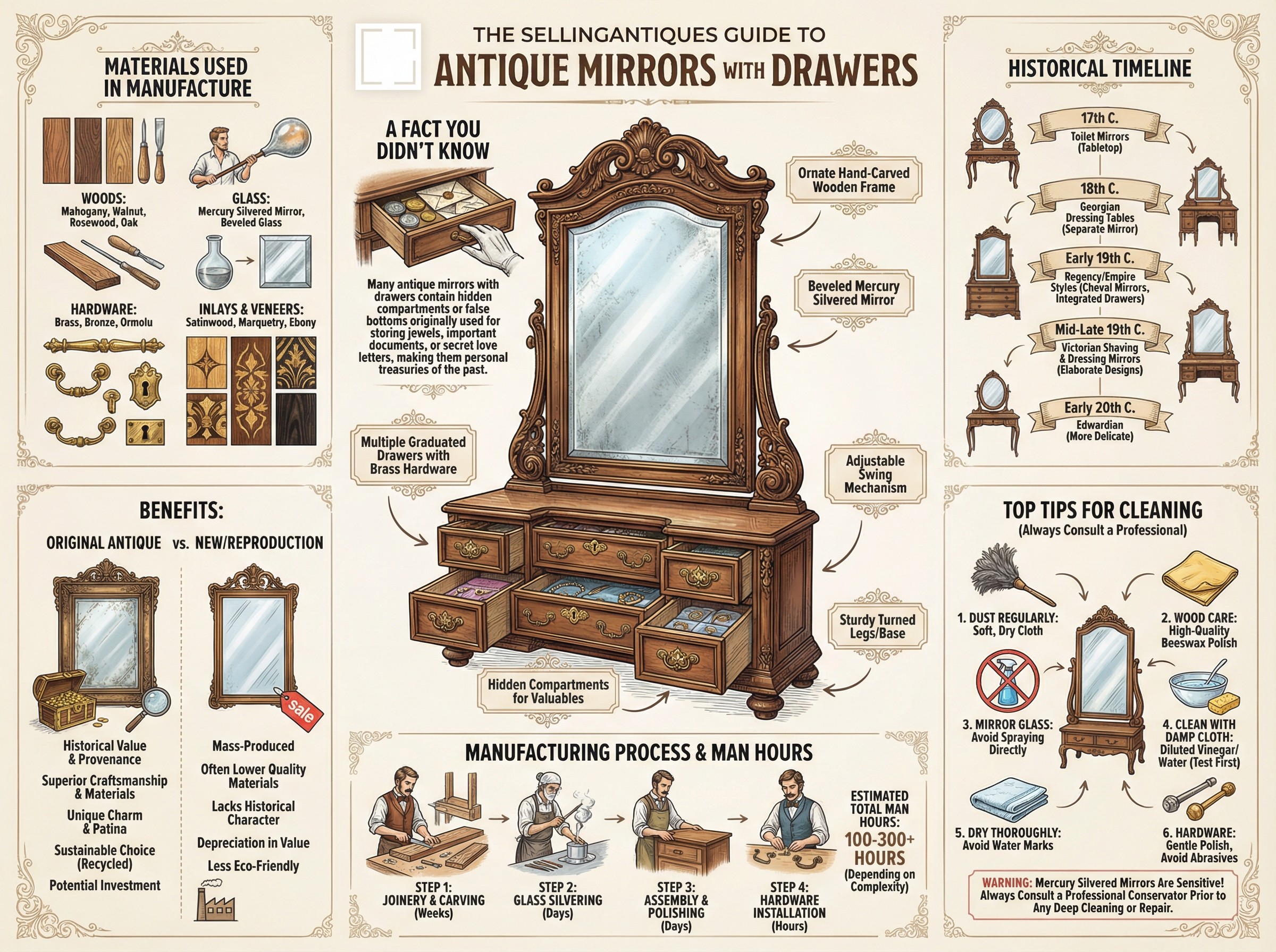 Antique Mirrors With Drawers Guide Infographic