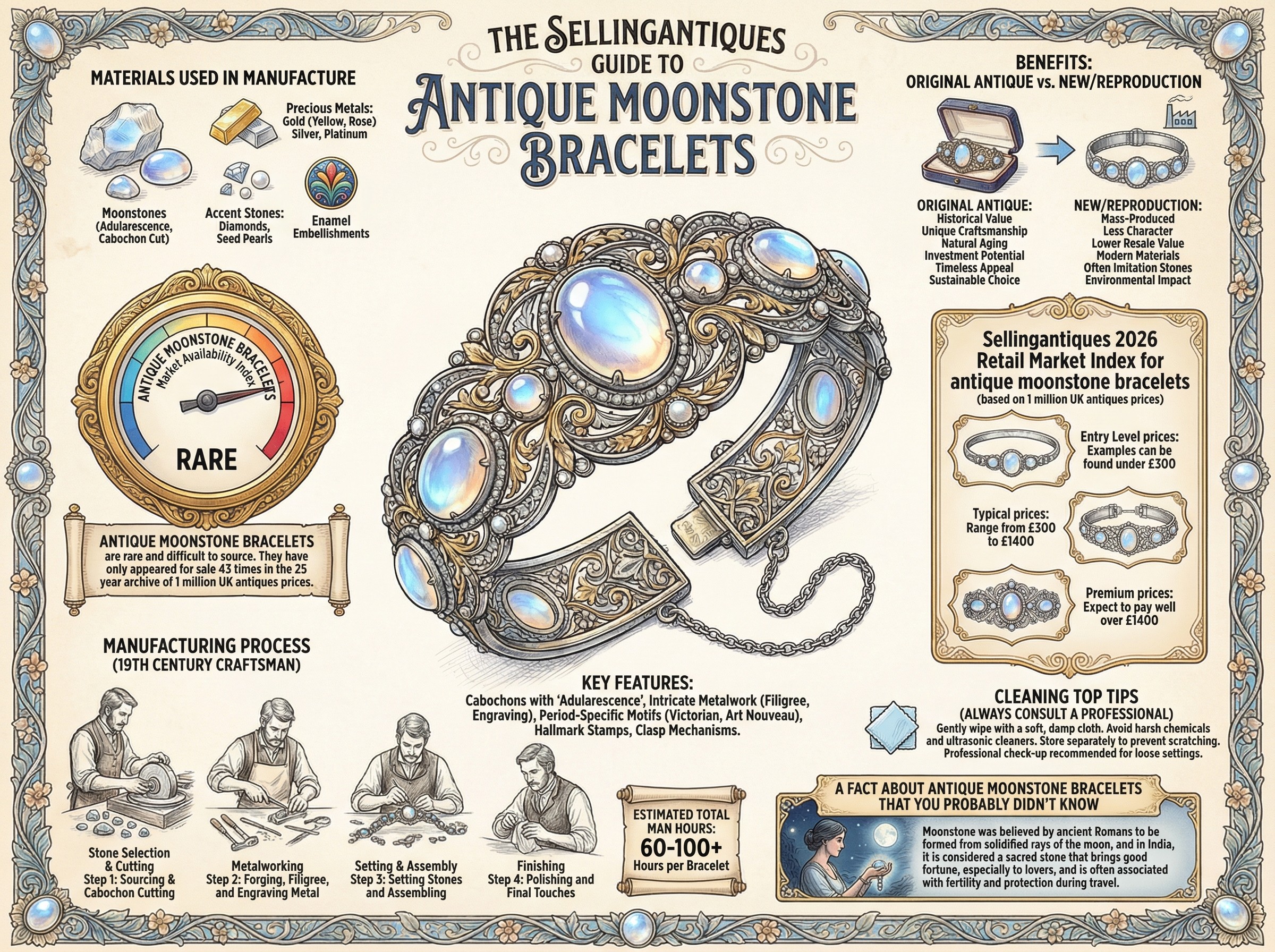 Antique Moonstone Bracelets Guide Infographic