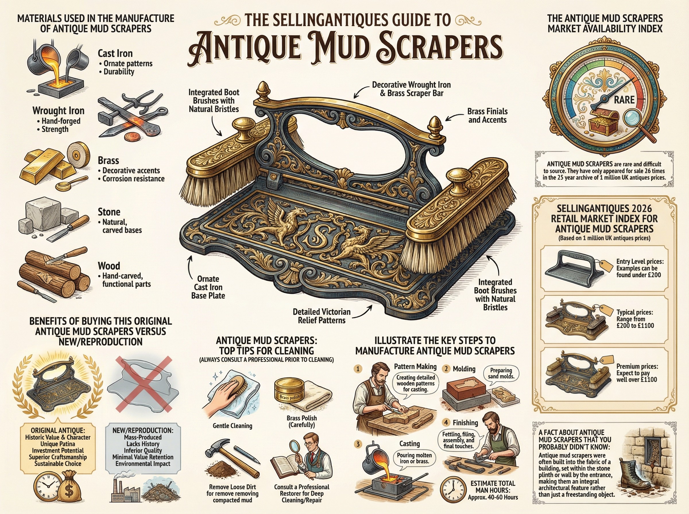 Antique Mud Scrapers Guide Infographic