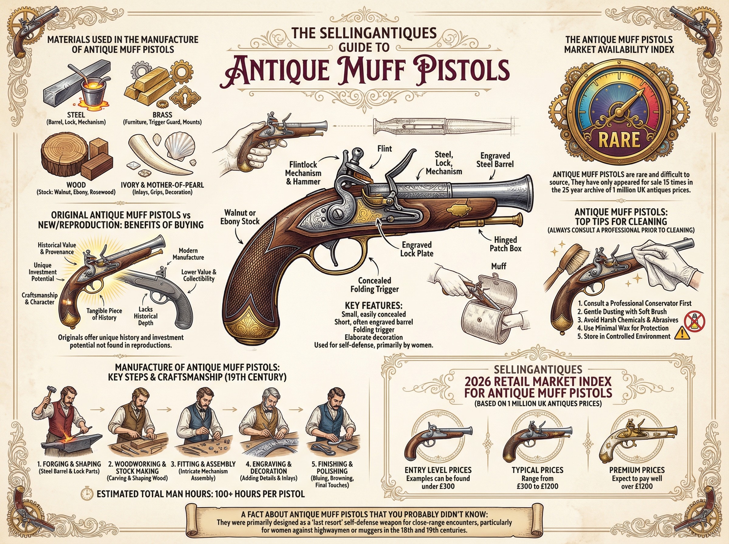 Antique Muff Pistols Guide Infographic