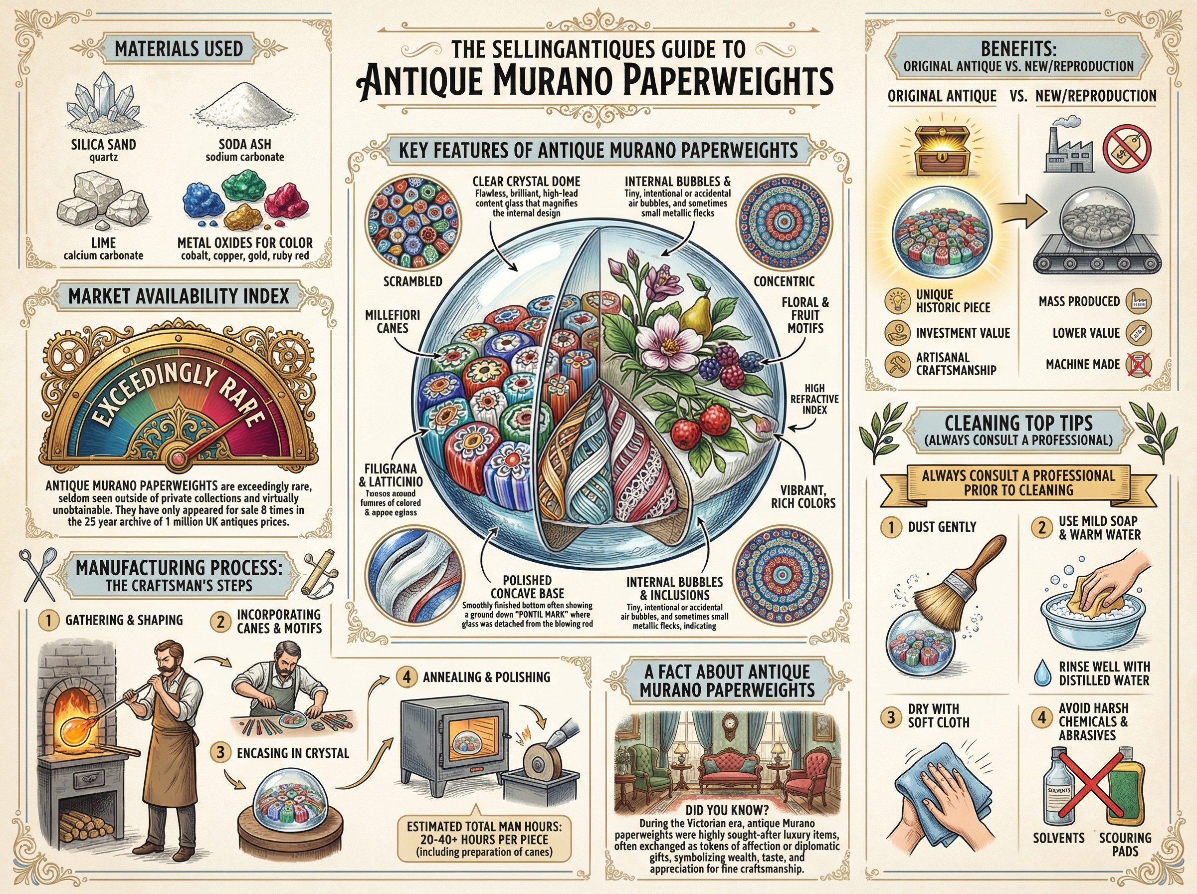Antique Murano Paperweights Guide Infographic