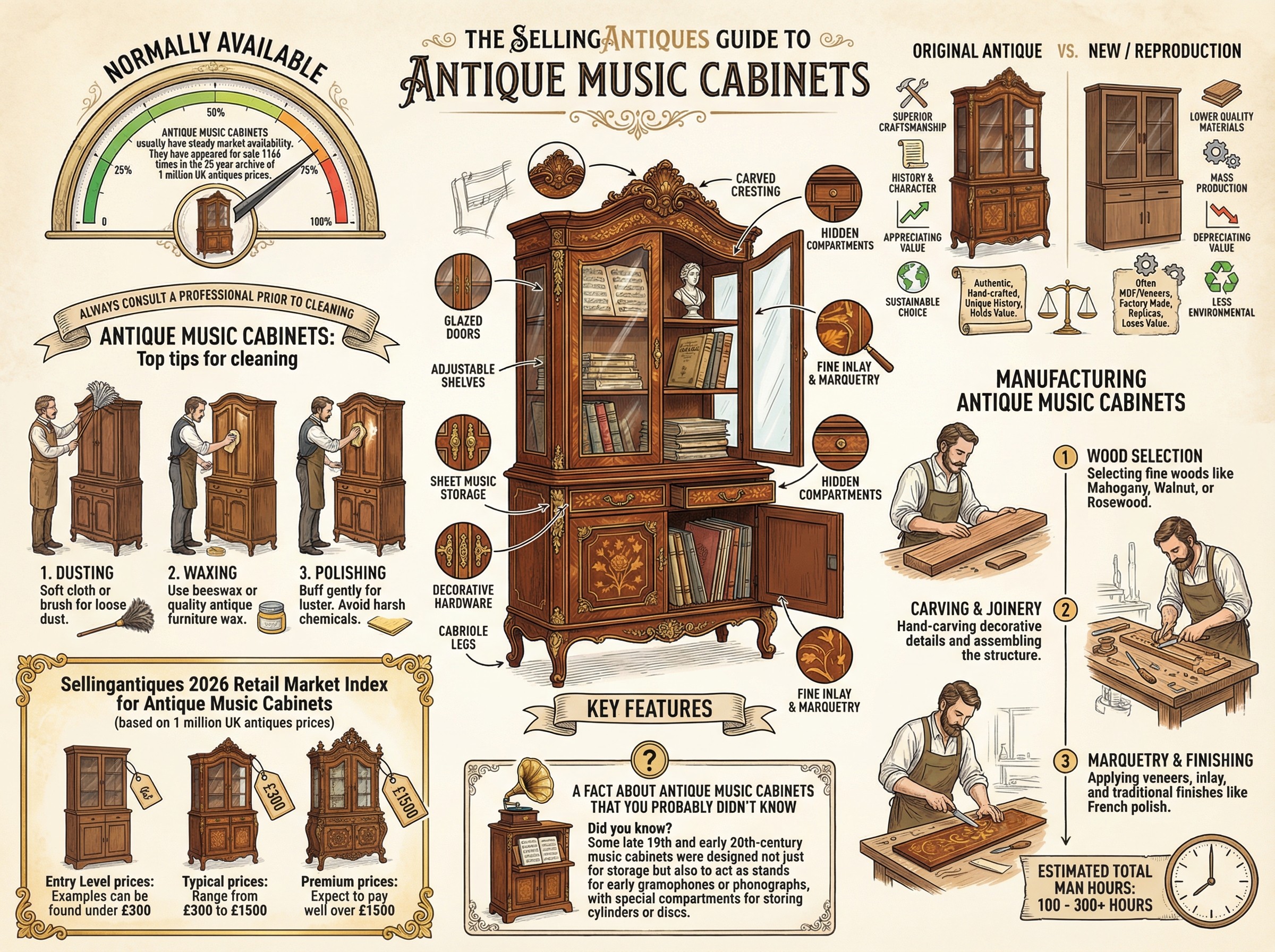 Antique Music Cabinets Guide Infographic