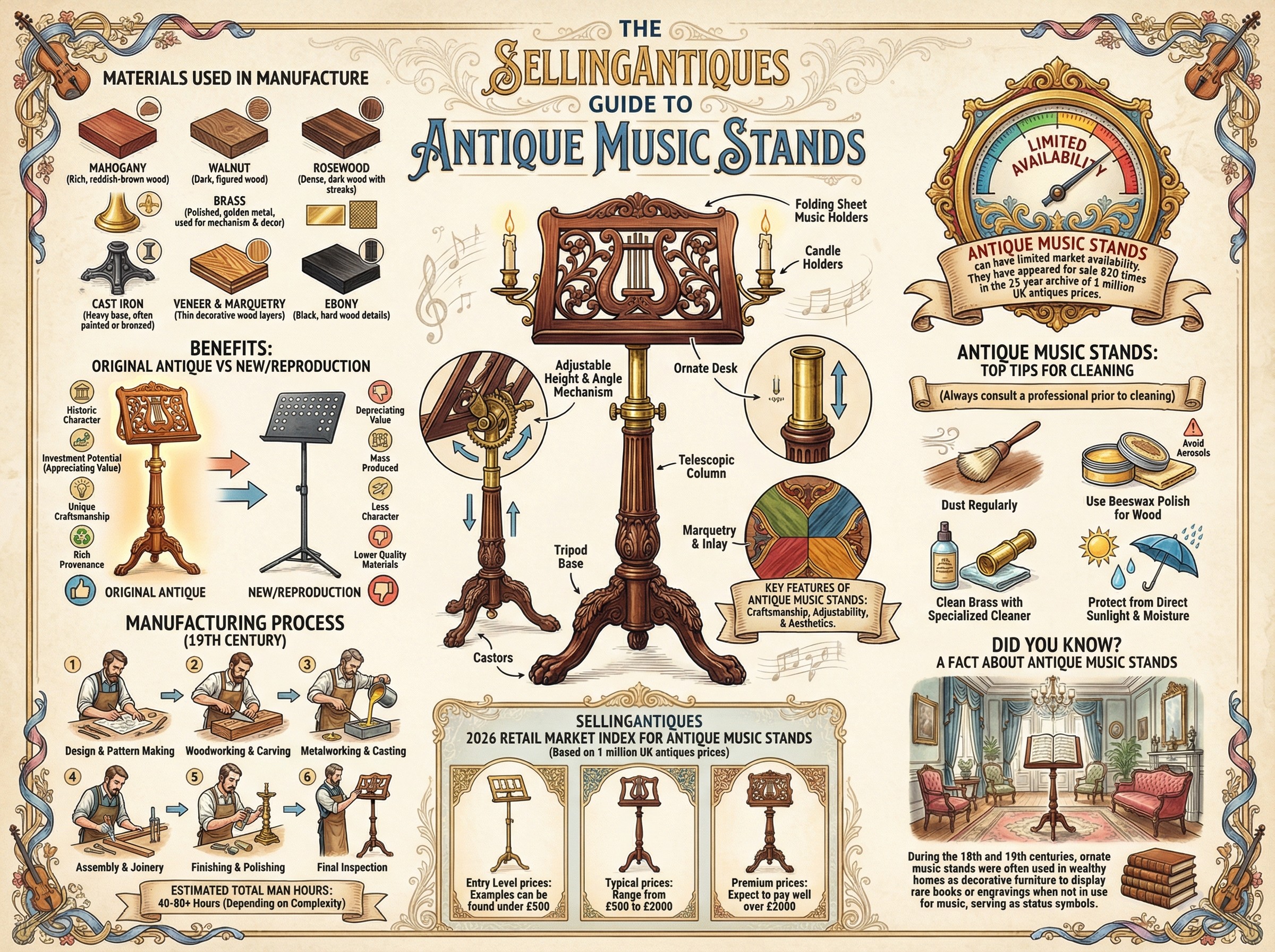 Antique Music Stands Guide Infographic