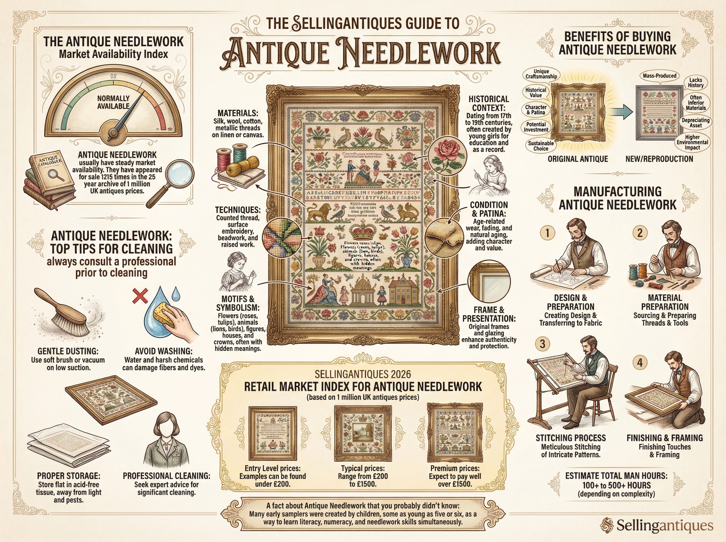 Antique Needlework Guide Infographic