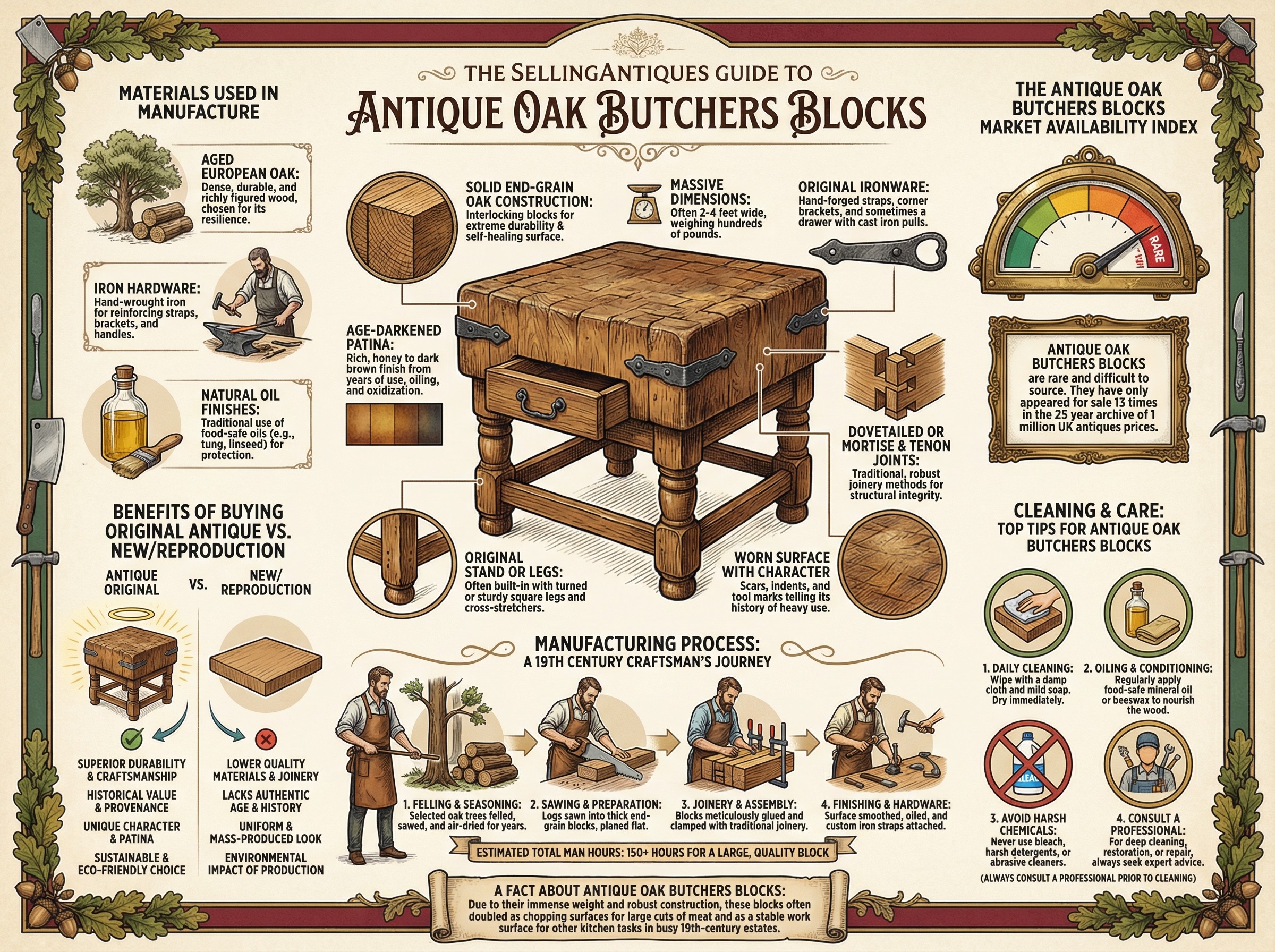 Antique Oak Butchers Blocks Guide Infographic