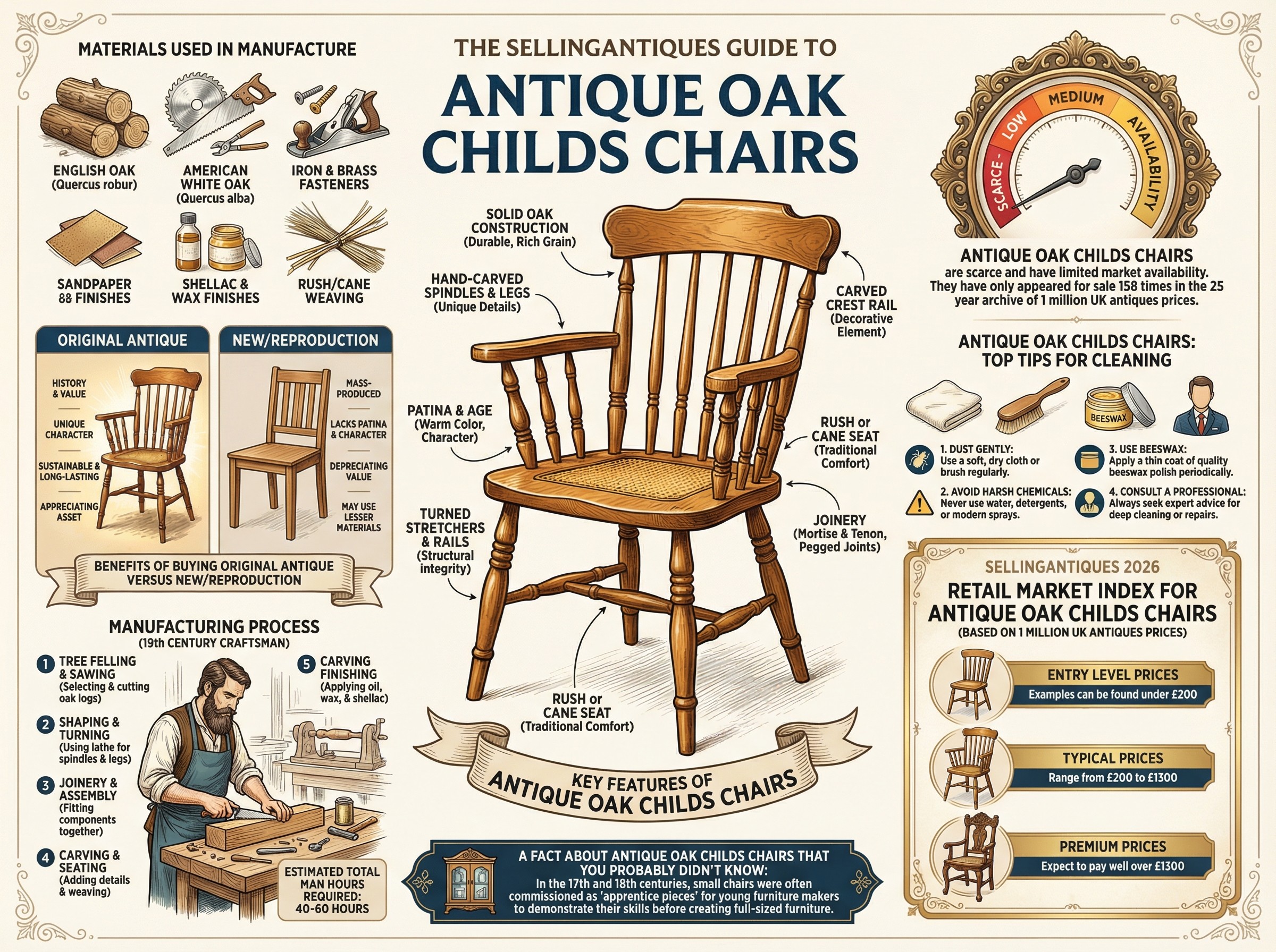 Antique Oak Childs Chairs Guide Infographic
