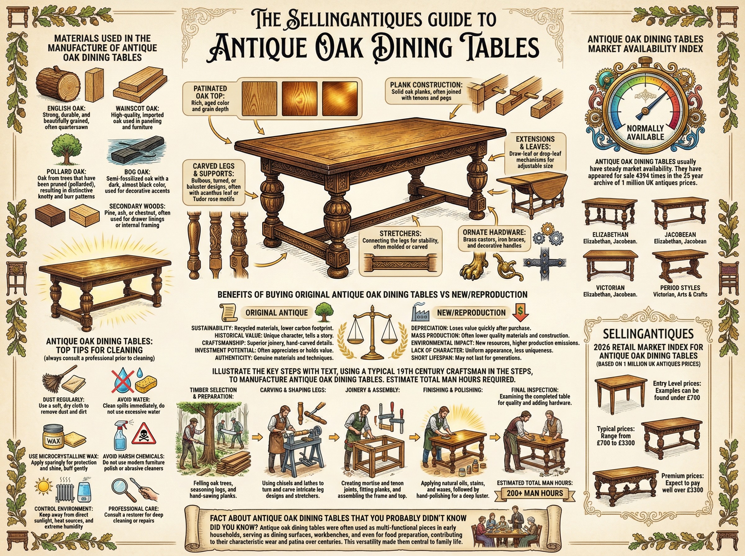 The Sellingantiques Guide to Antique Oak Dining Tables