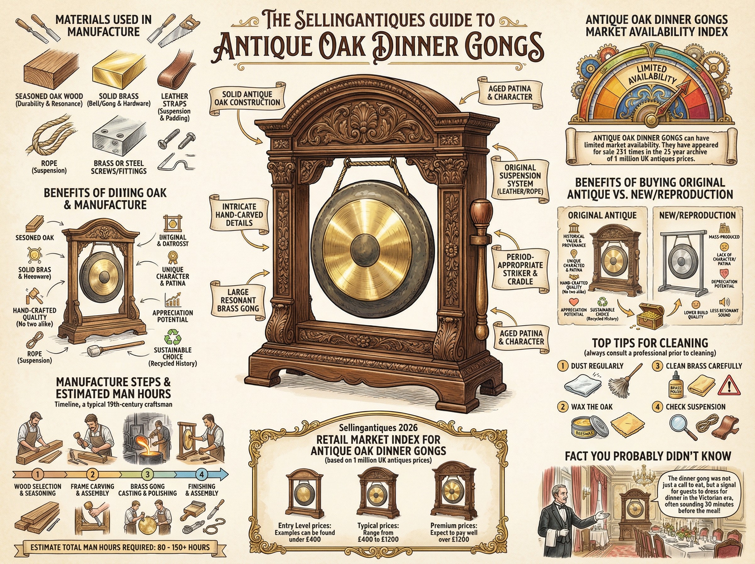 Antique Oak Dinner Gongs Guide Infographic
