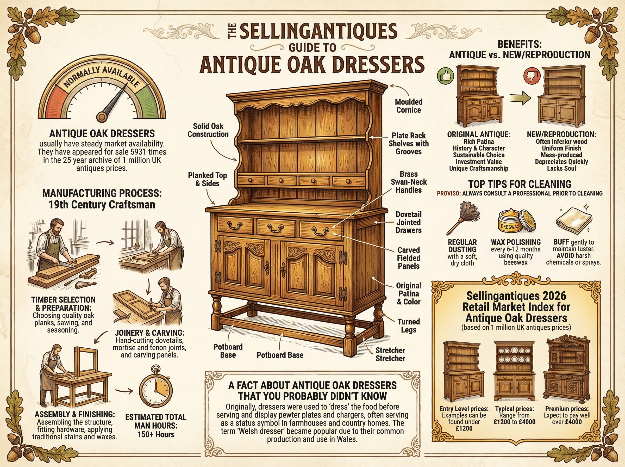 Antique Oak Dressers Guide Infographic