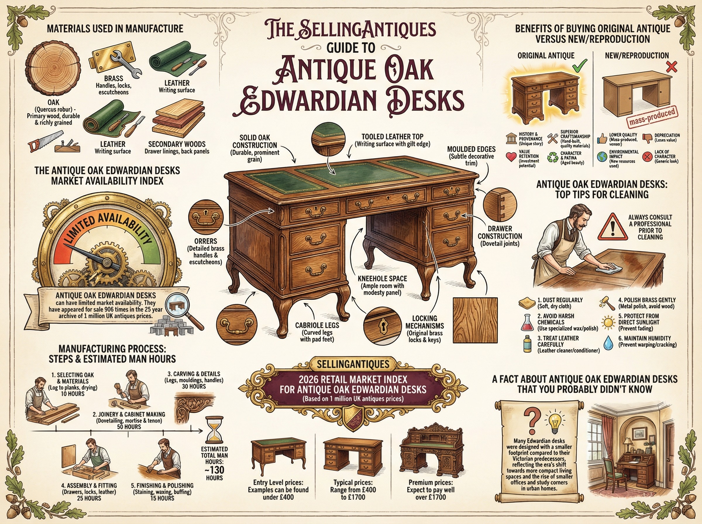 Antique Oak Edwardian Desks Guide Infographic